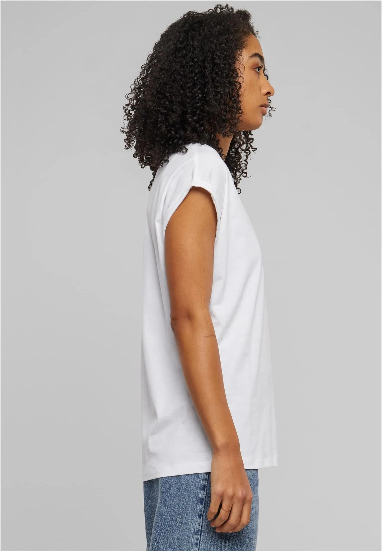 Urban Classics Donna Extended Shoulder Tee in Cotone, Bianco, 5XL - immagine 10