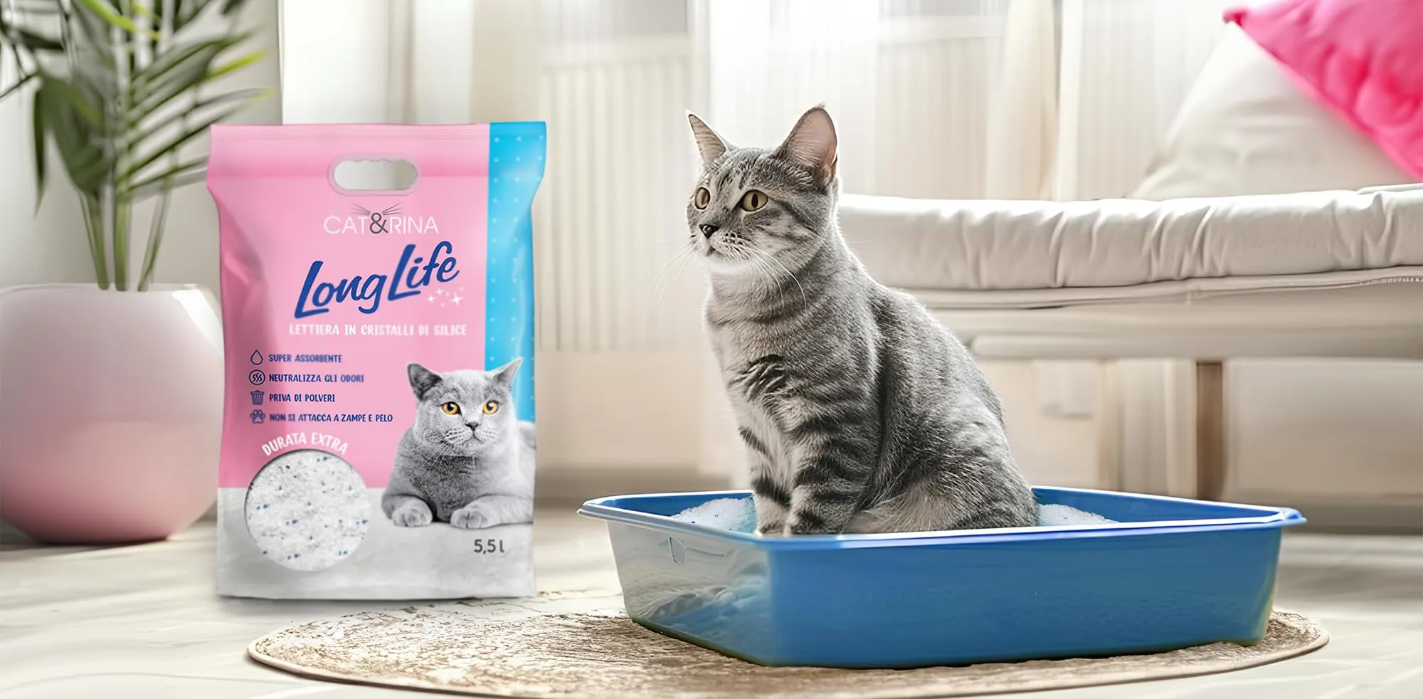 Cat&Rina Lettiera Gatti ai Cristalli di Silicio, 5,5 L - immagine 5