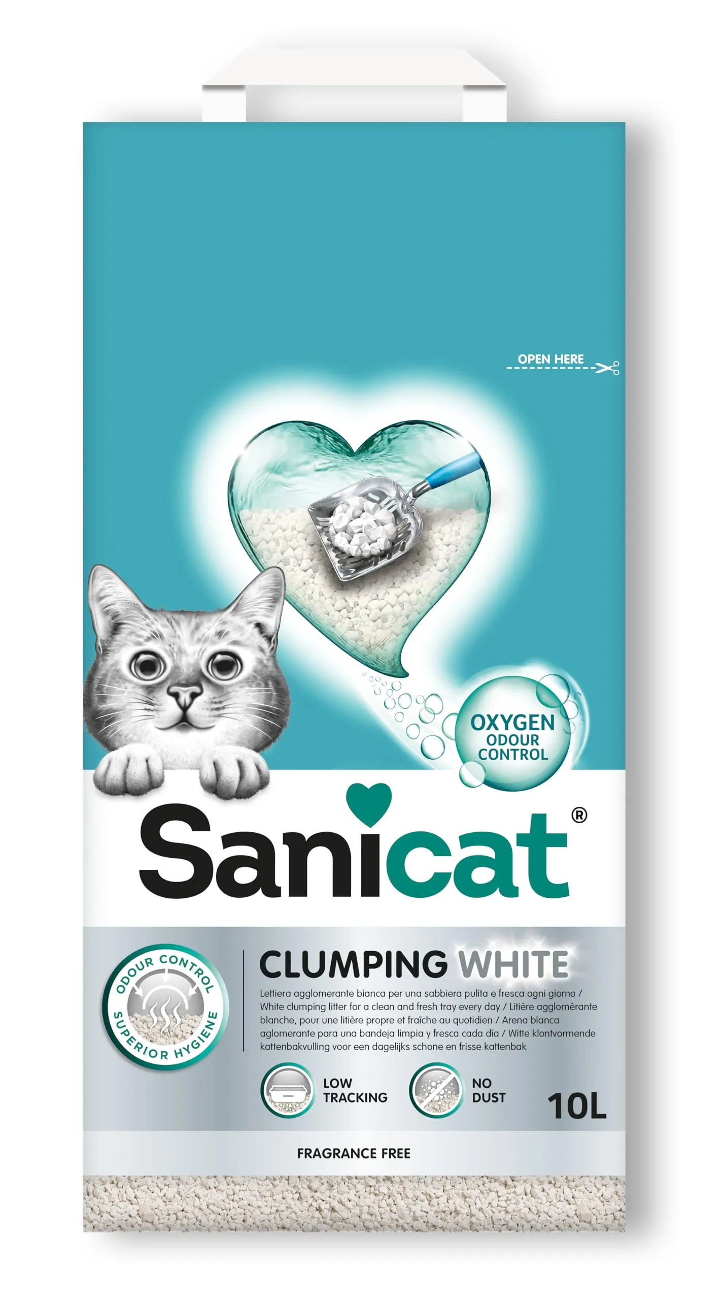 Sanicat Clumping White Unscented Cat Litter - 10 L - immagine 1