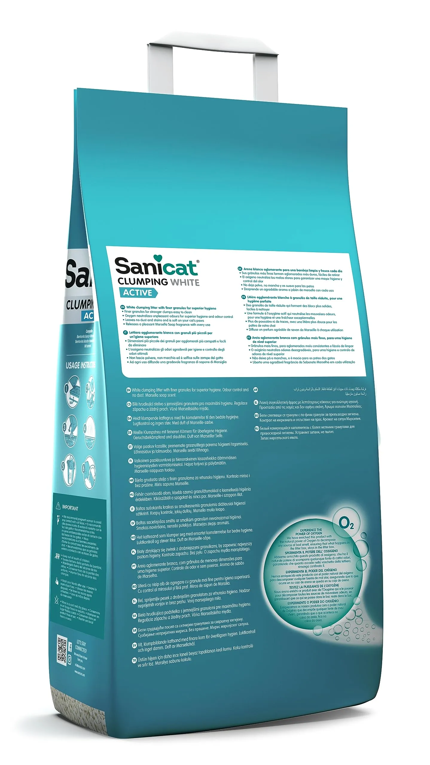 Sanicat Lettiera per gatti agglomerante bianca al Sapone di Marsiglia, 10 L - immagine 3
