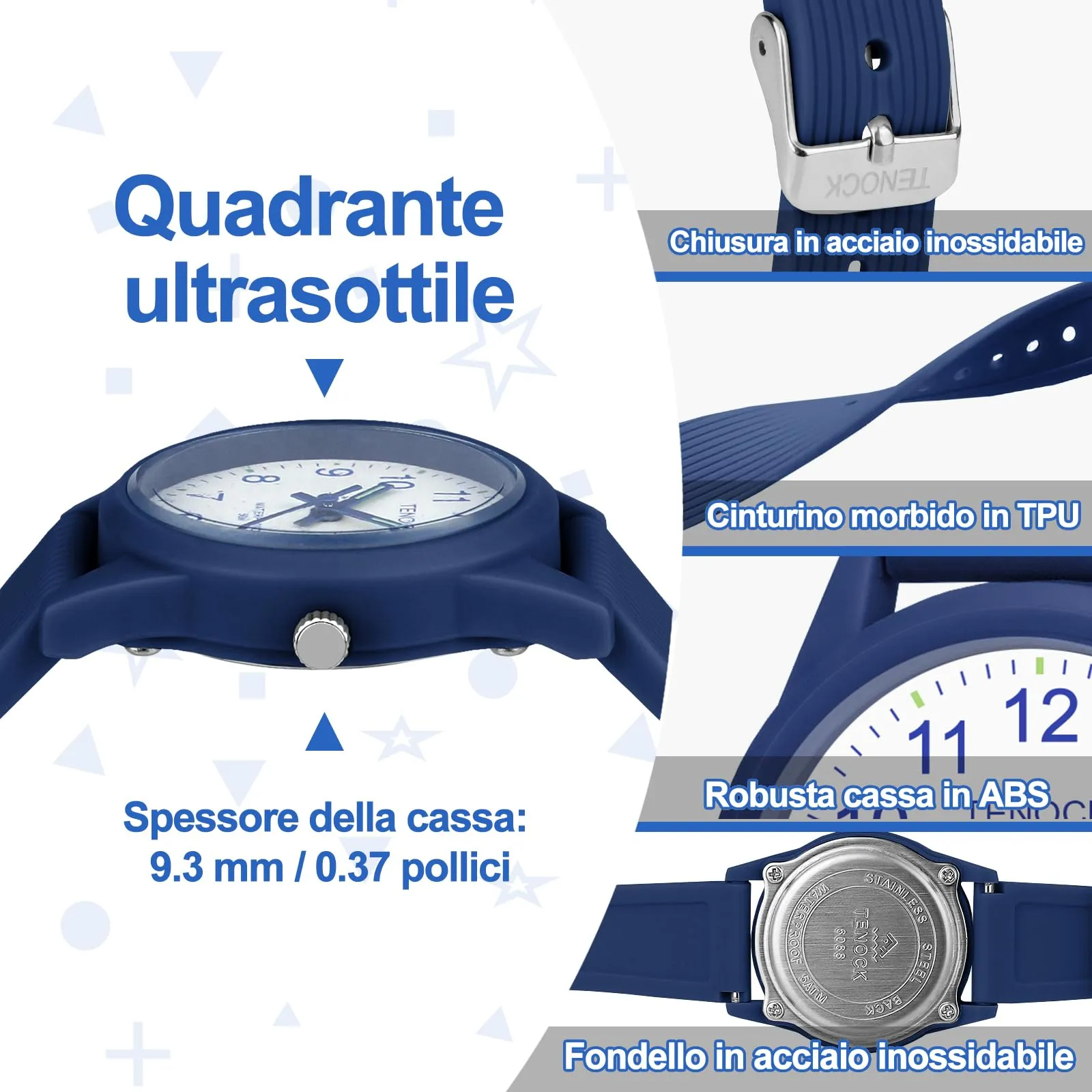TENOCK Orologio Analogico per Bambini, Impermeabile 50M, Età 4-12 Anni, Modello SD6088 - immagine 6