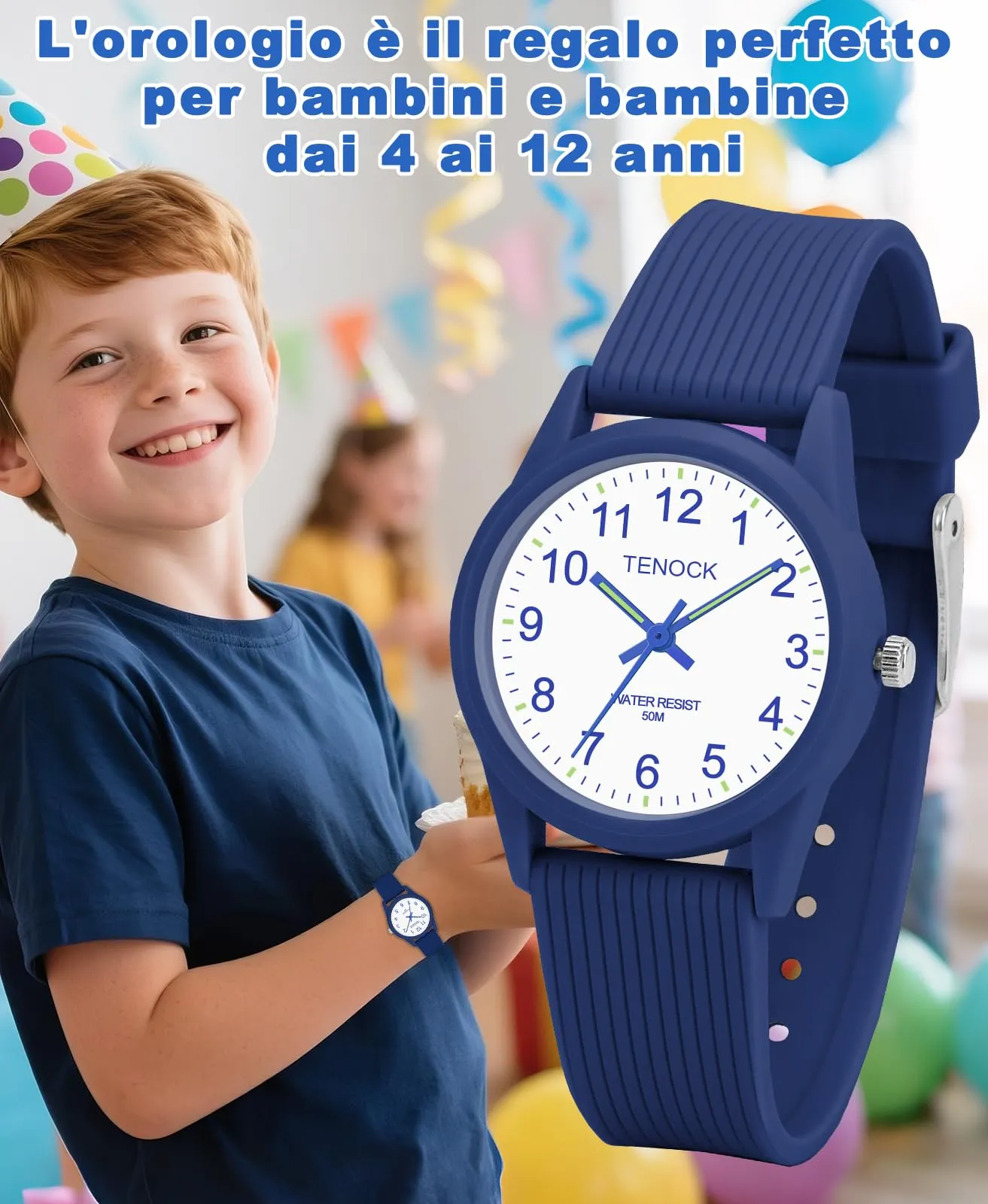 TENOCK Orologio Analogico per Bambini, Impermeabile 50M, Età 4-12 Anni, Modello SD6088 - immagine 7