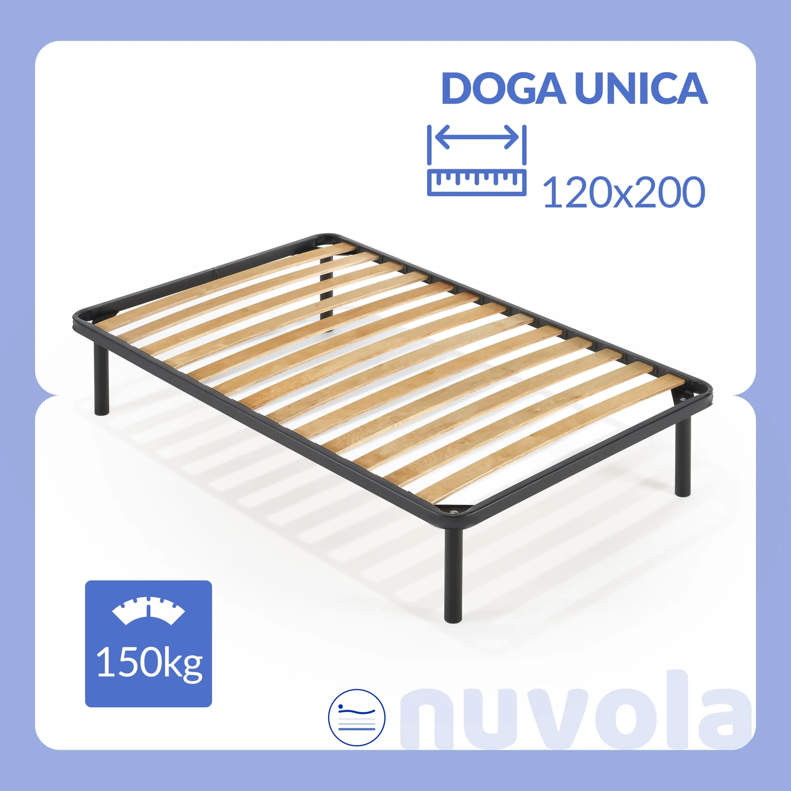 Nuvola Atena Rete Una Piazza e Mezza 120x200 con Doghe in Legno e Struttura in Ferro - immagine 2