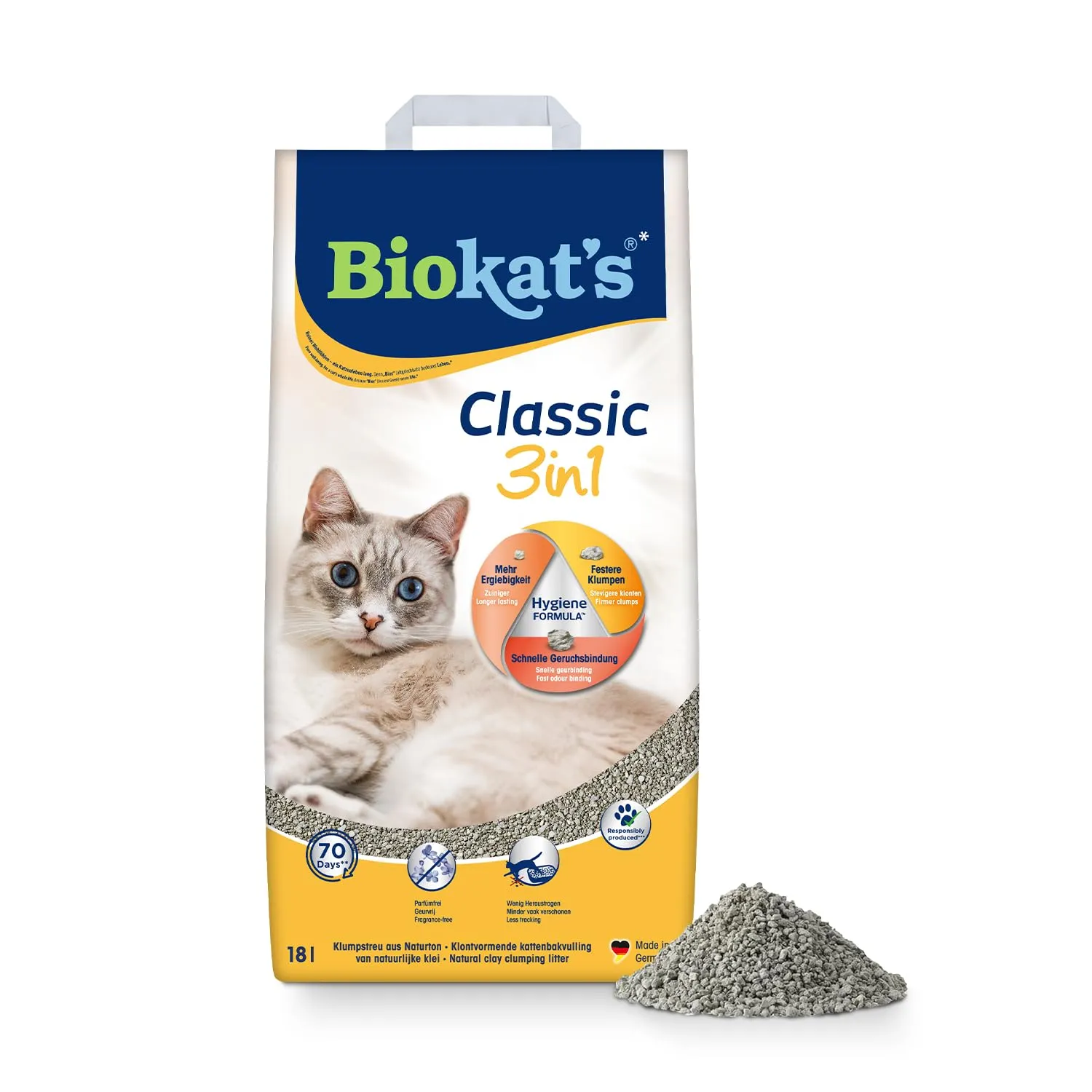 Biokat's Classic 3in1 ohne Duft Klumpende Katzenstreu, 18 L - immagine 1