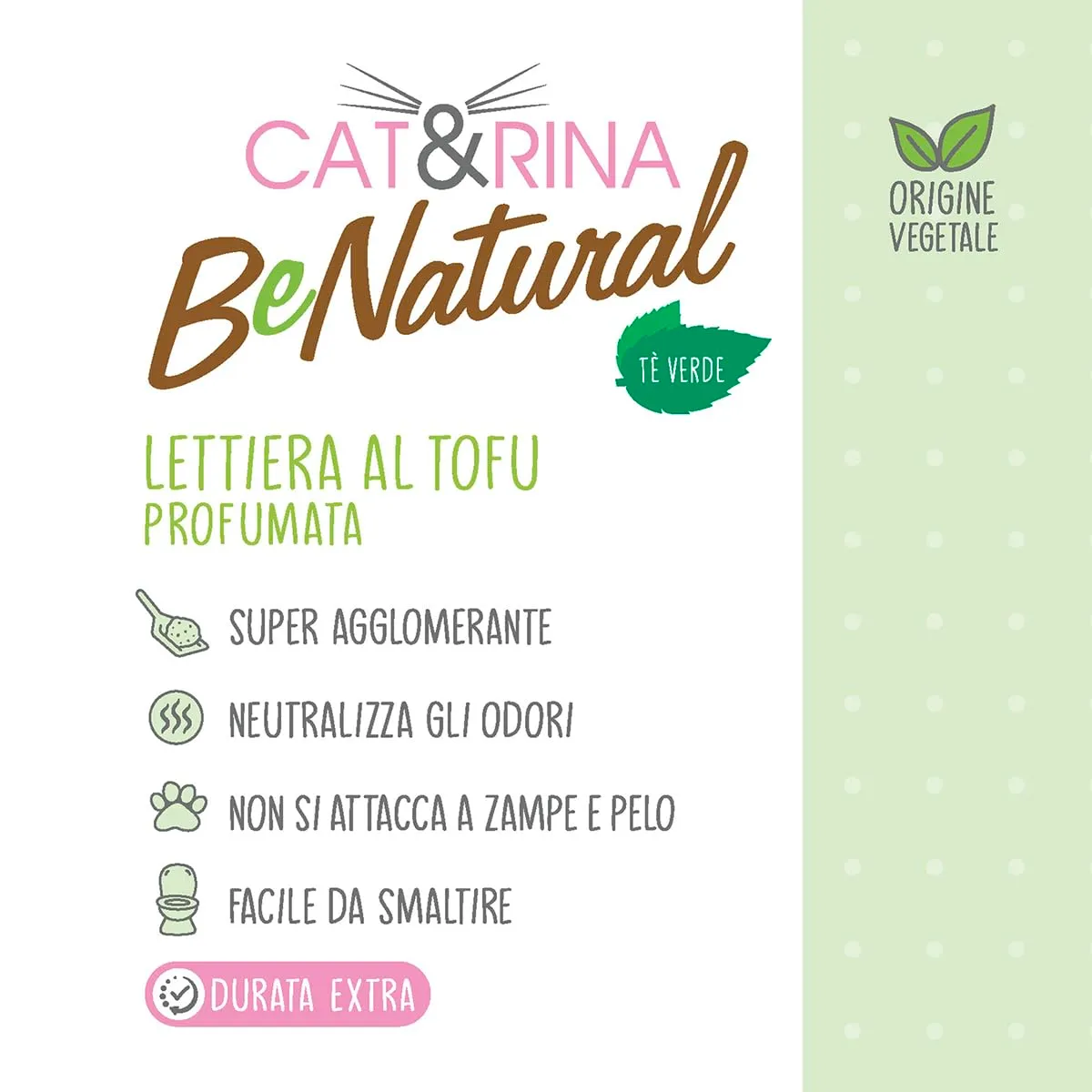 Cat&Rina BeNatural Lettiera per Gatti al Tofu, Tè Verde, 5,5 L - immagine 4