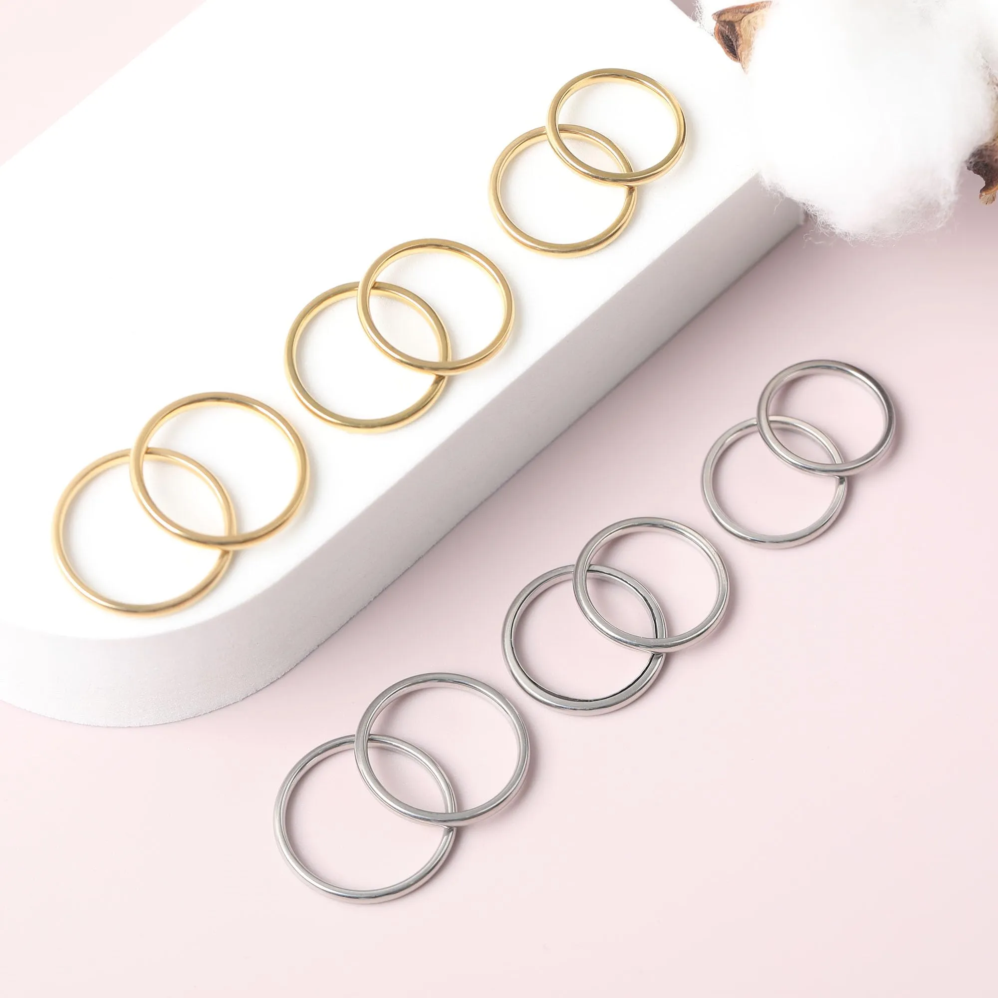 VELESAY Set di 12 Anelli Impilabili in Acciaio Inossidabile per Donna e Ragazze, Argento/Oro - immagine 6