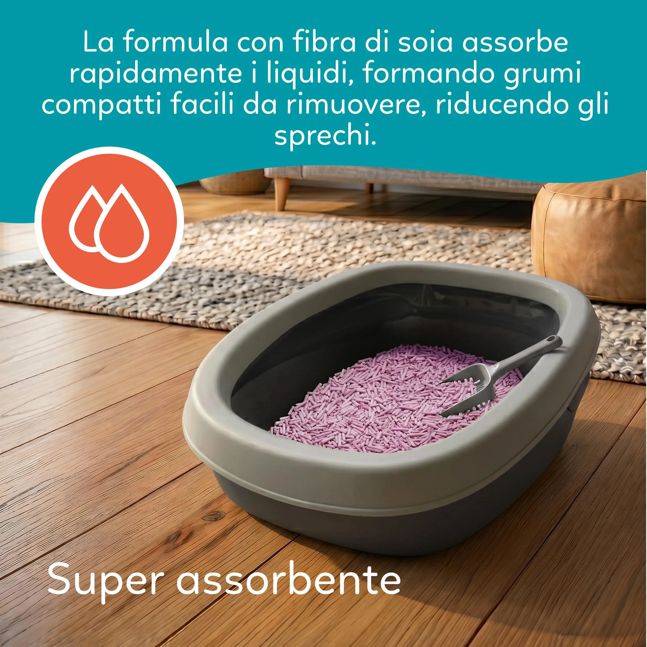 AQPET CattyGreen Lettiera in Soia Naturale per Gatti, Agglomerante Vegetale Biodegradabile alla Lavanda, 36 Litri - immagine 5