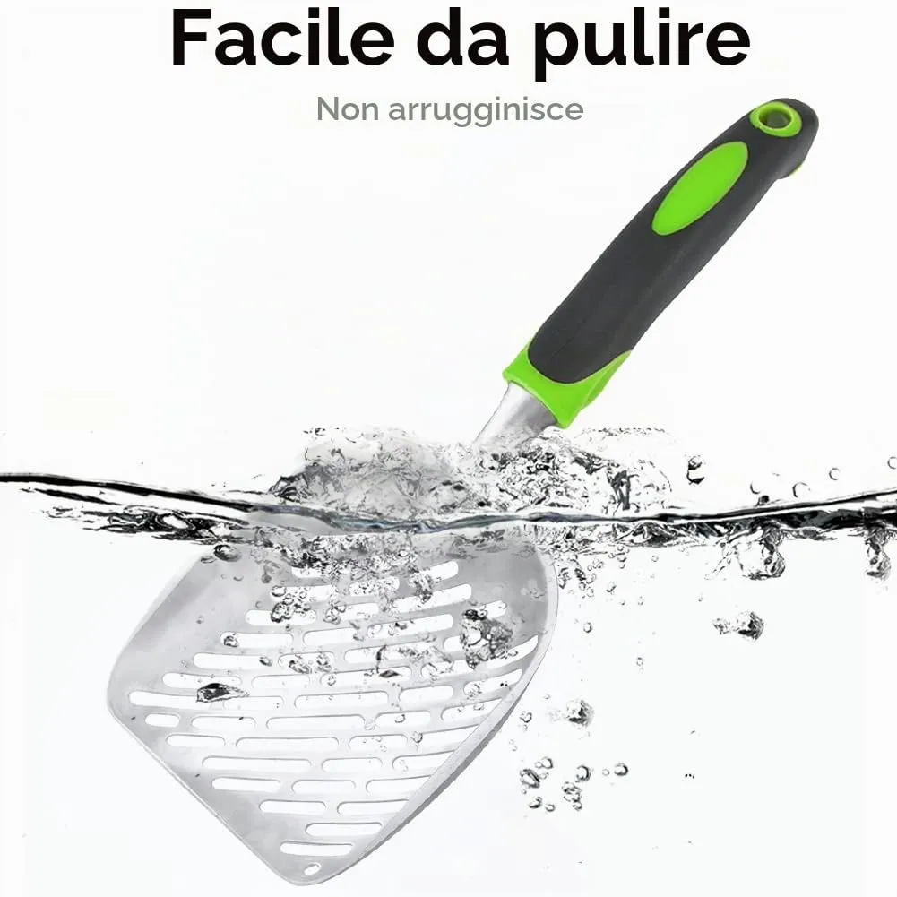 Apidgrowth Pala per lettiera metallica a griglia con manico lungo, Verde - immagine 5