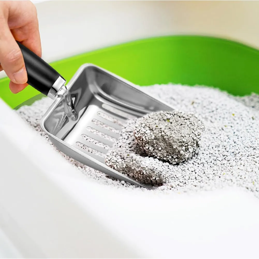 Apidgrowth Paletta per Lettiera per Gatti in Acciaio Inox, Misura Media, Nero Opaco - immagine 3