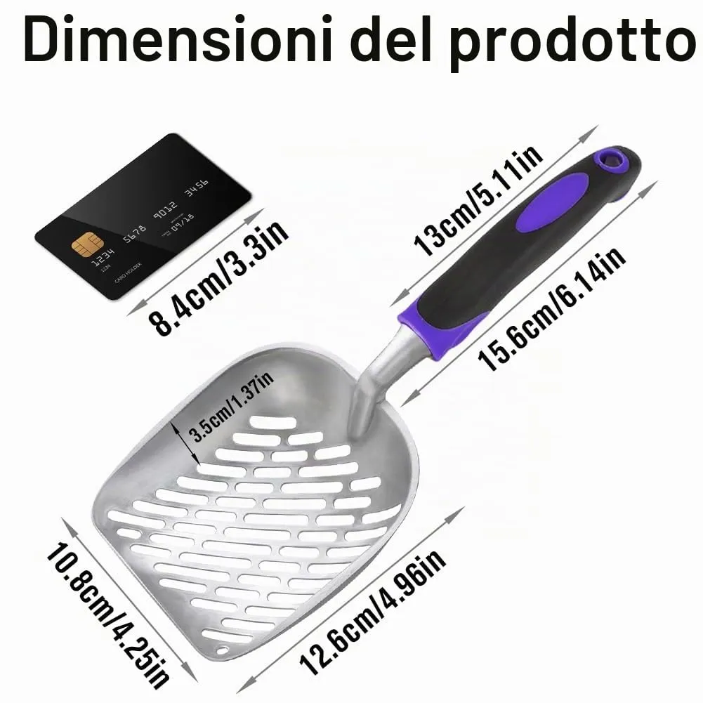 Apidgrowth Paletta Metallica per Lettiera Gatti con Manico Lungo - Viola Scuro - immagine 3