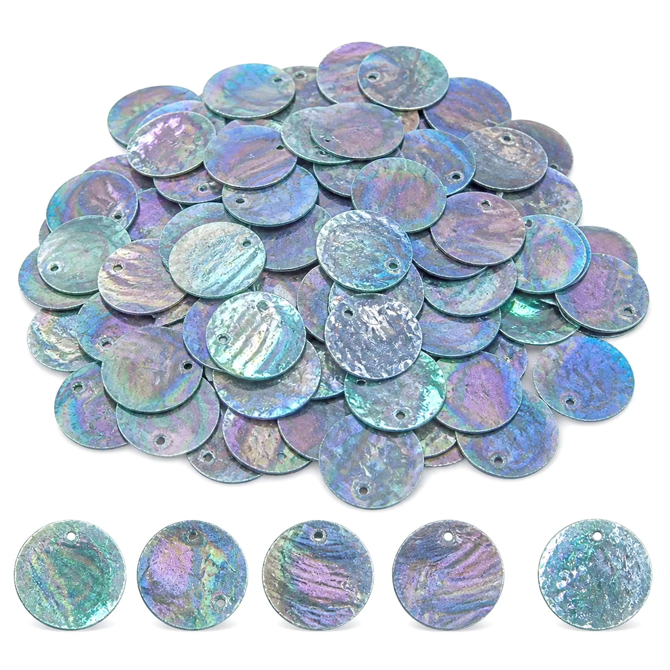 Gylvorix Conchiglie Capiz Preforate 25 mm per Artigianato, Blu, 100 Pezzi - immagine 1