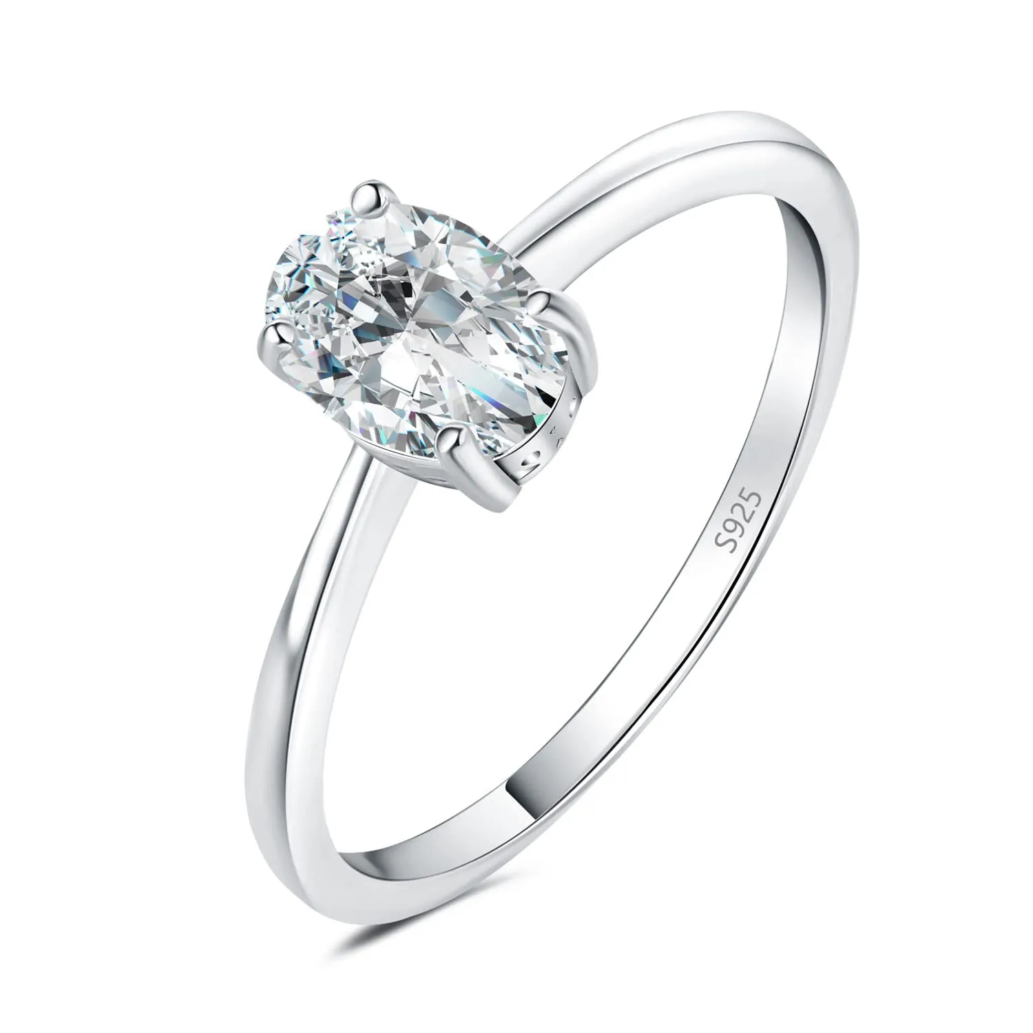 JewelryPalace Anello Solitario Donna in Argento 925 con Moissanite Taglio Ovale, Oro Bianco - immagine 1