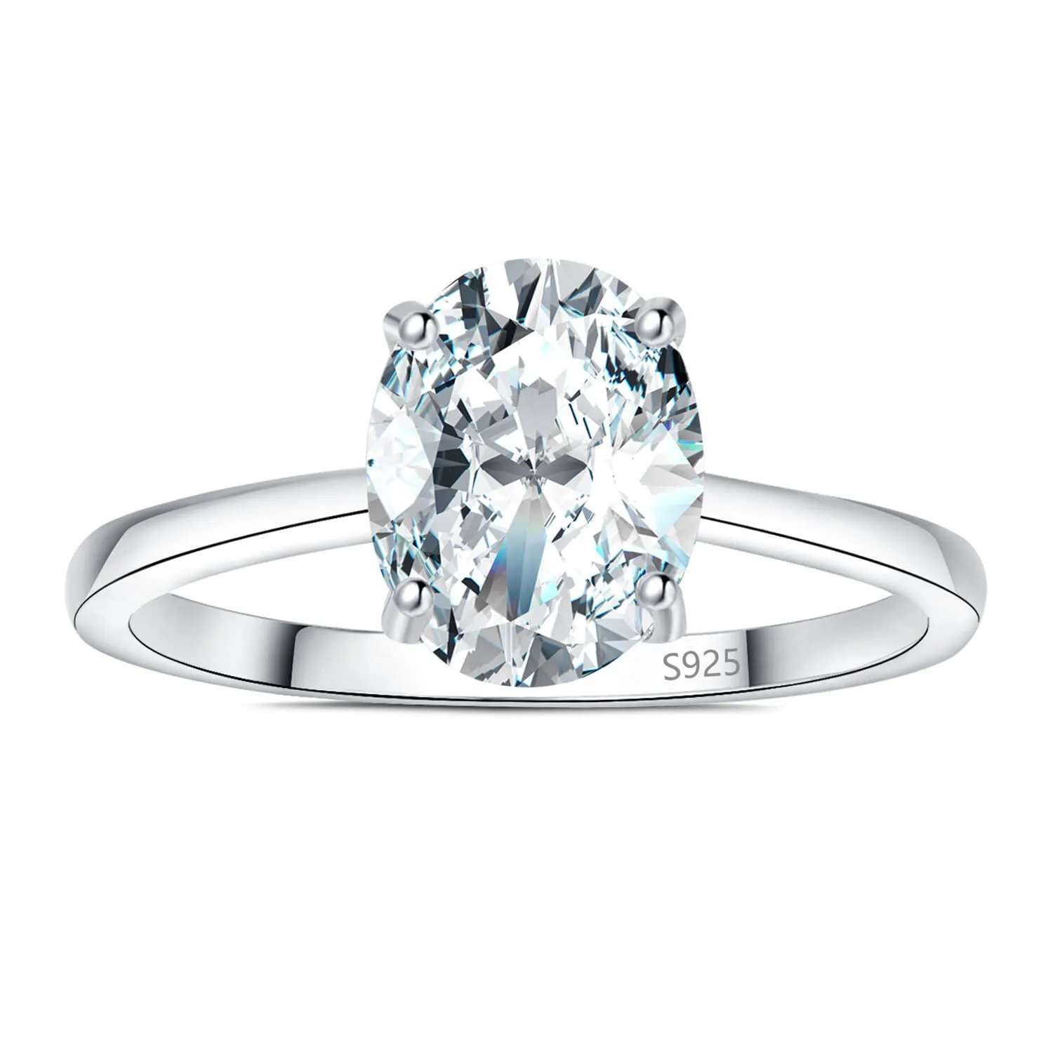 JewelryPalace Classico Anello Solitario Donna Argento 925 con Cubica Zirconia 2ct Taglio Ovale, Taglia 11.5 - immagine 5