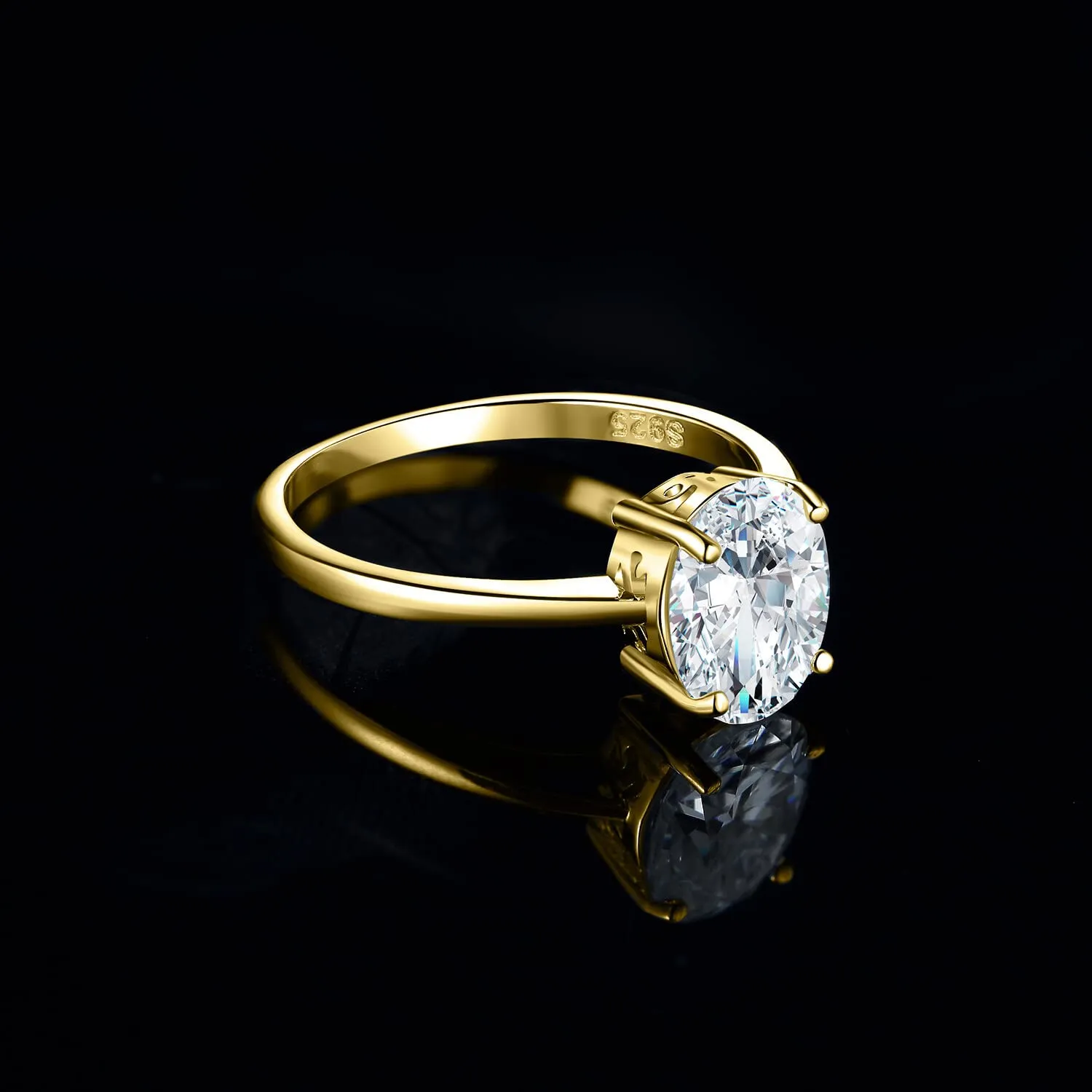 JewelryPalace Classico Anello Solitario Donna Argento 925 con Moissanite 2ct Taglio Ovale, Taglia 10.5 - immagine 3