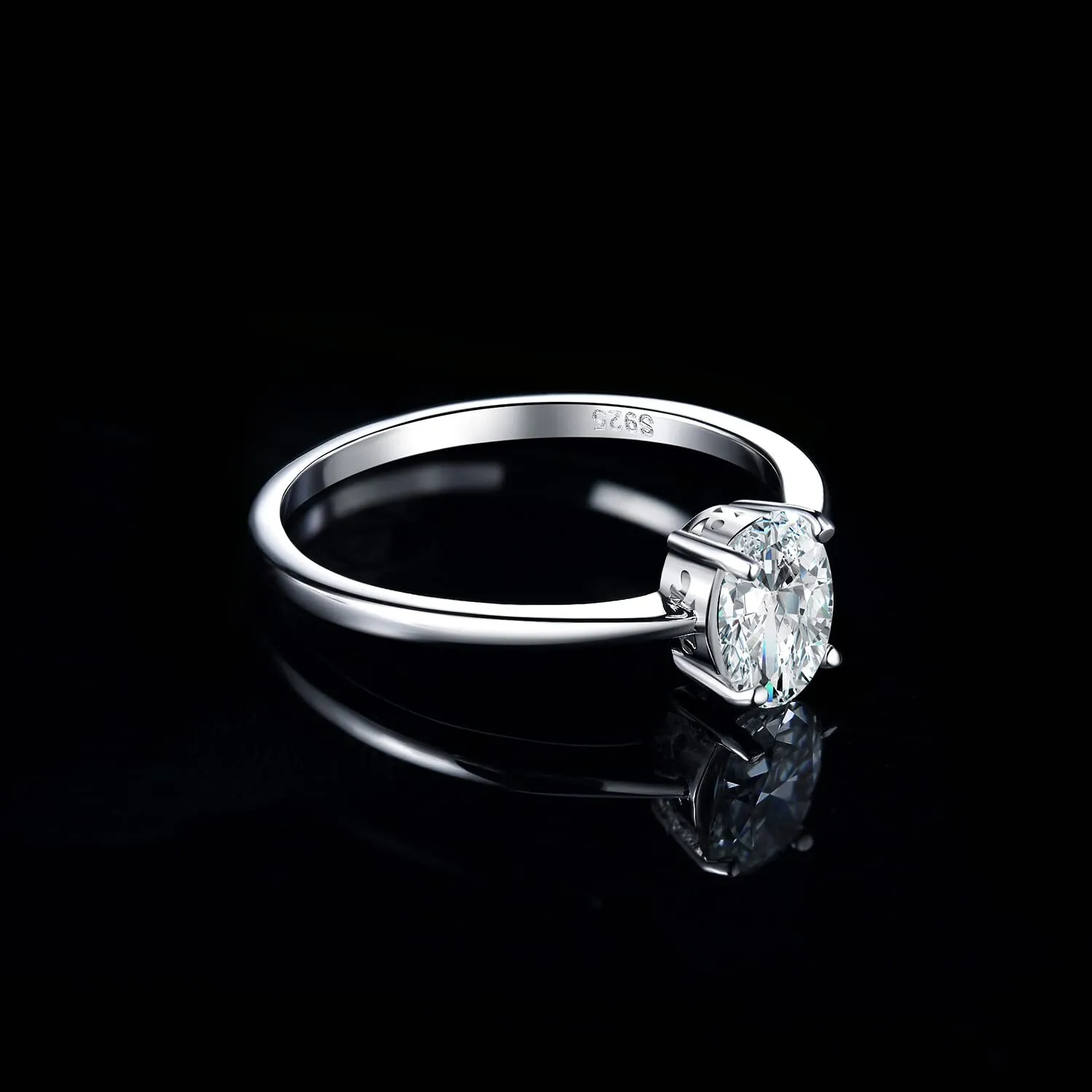 JewelryPalace Classico Solitario Anello Donna in Argento 925 con Zirconia Cubica Taglio Ovale - immagine 3
