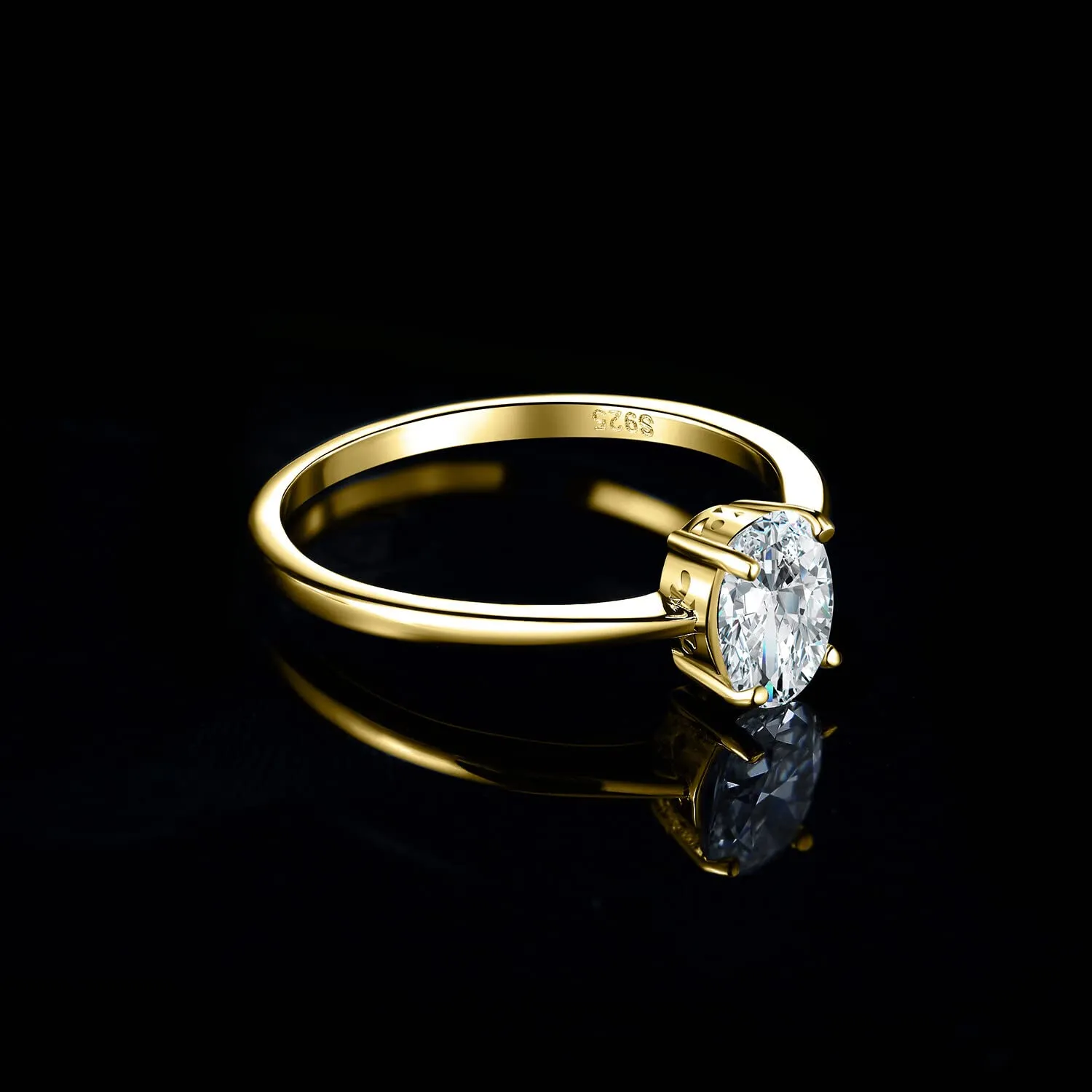 JewelryPalace Classico Anello Solitario Donna Argento 925 con Moissanite 1ct Taglio Ovale, Misura 10.5 - immagine 3