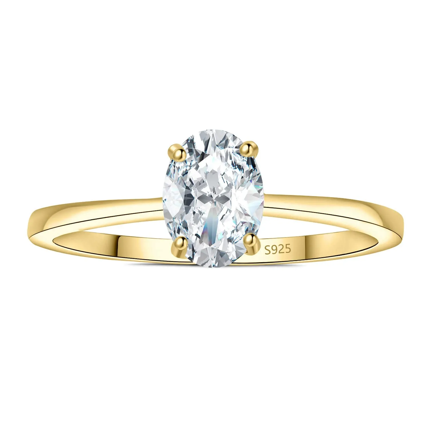 JewelryPalace Classico Anello Solitario Donna Argento 925 con Moissanite 1ct Taglio Ovale, Misura 11.5 - immagine 5