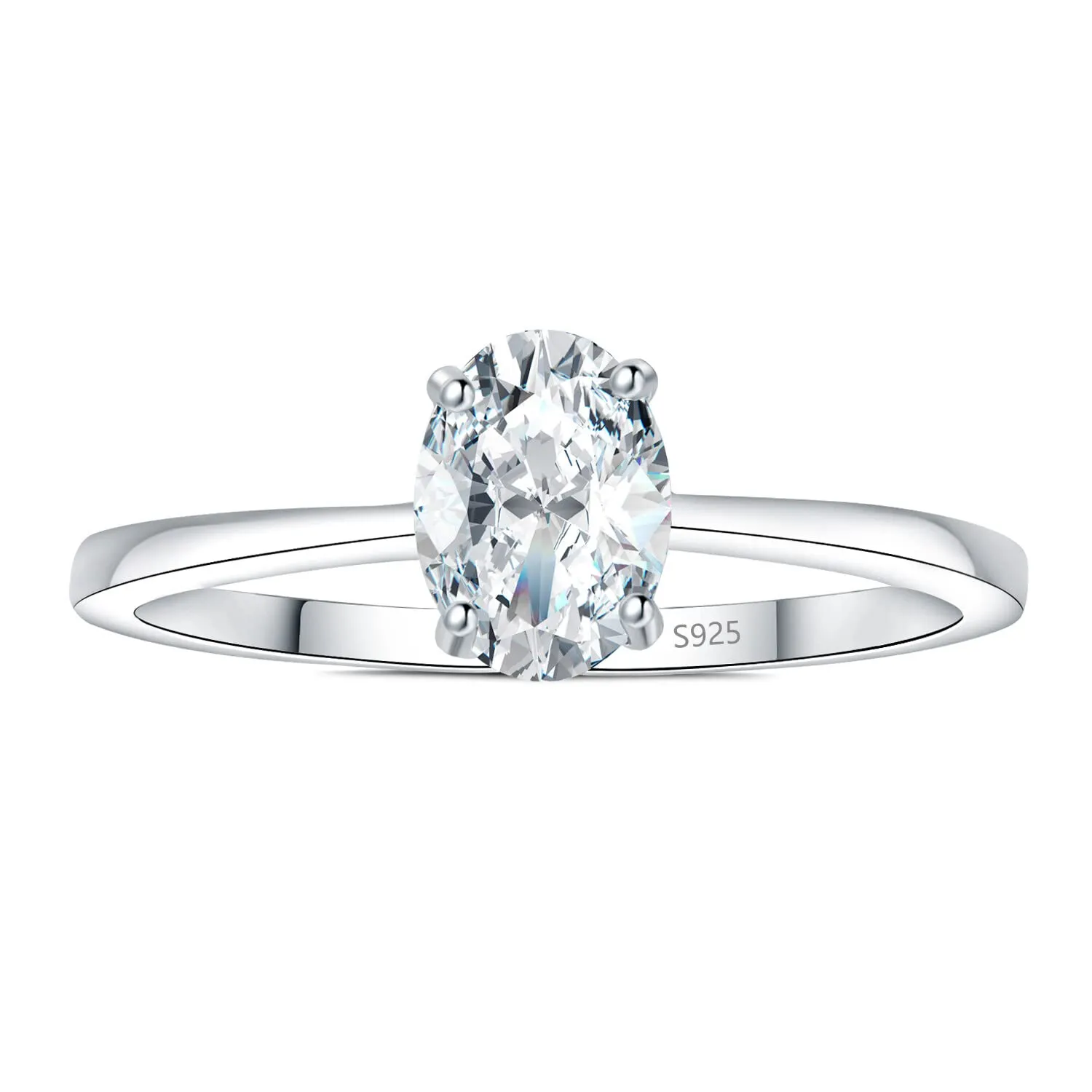 JewelryPalace Classico Anello Solitario Donna Argento 925 con Moissanite 1ct Taglio Ovale, Taglia 10.5 - immagine 5