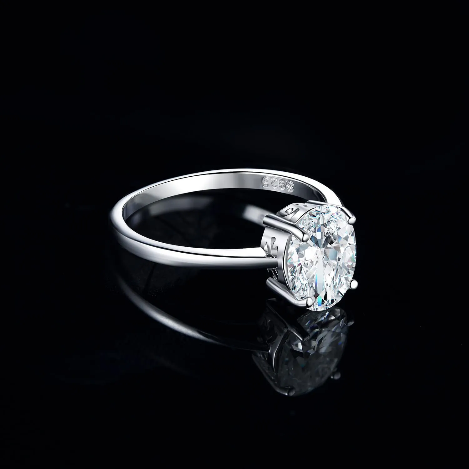 JewelryPalace Classico Anello Solitario Donna Argento 925 con Moissanite 2ct Taglio Ovale, Taglia 7 - immagine 3