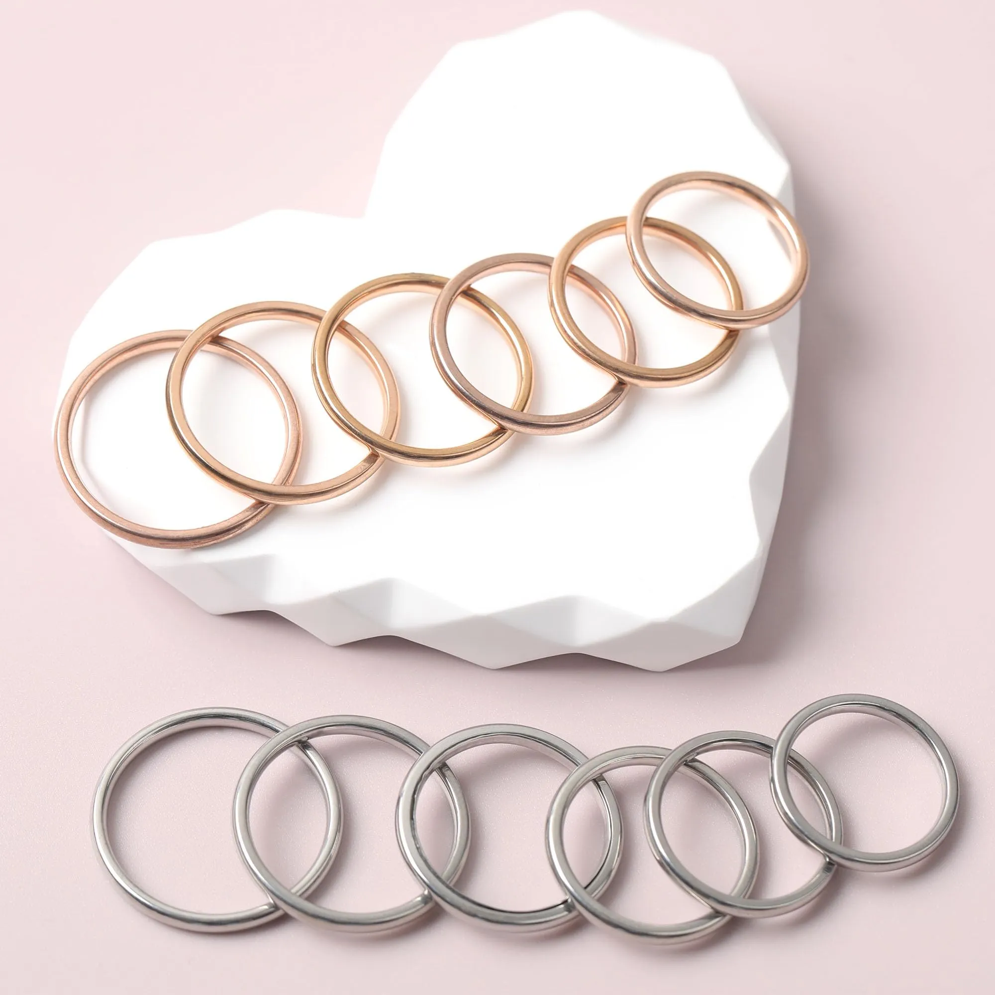 VELESAY Set di 12 Anelli Impilabili in Acciaio Inossidabile per Donna, Midi Band e Knuckle Rings, Argento/Oro - immagine 4