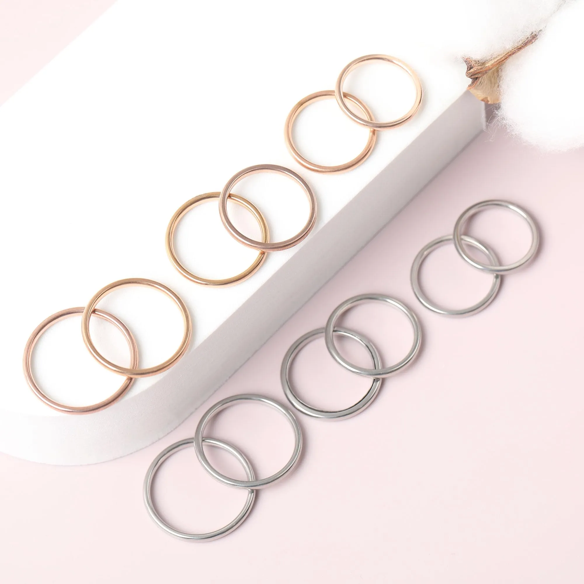 VELESAY Set di 12 Anelli Impilabili in Acciaio Inossidabile per Donna, Midi Band e Knuckle Rings, Argento/Oro - immagine 5