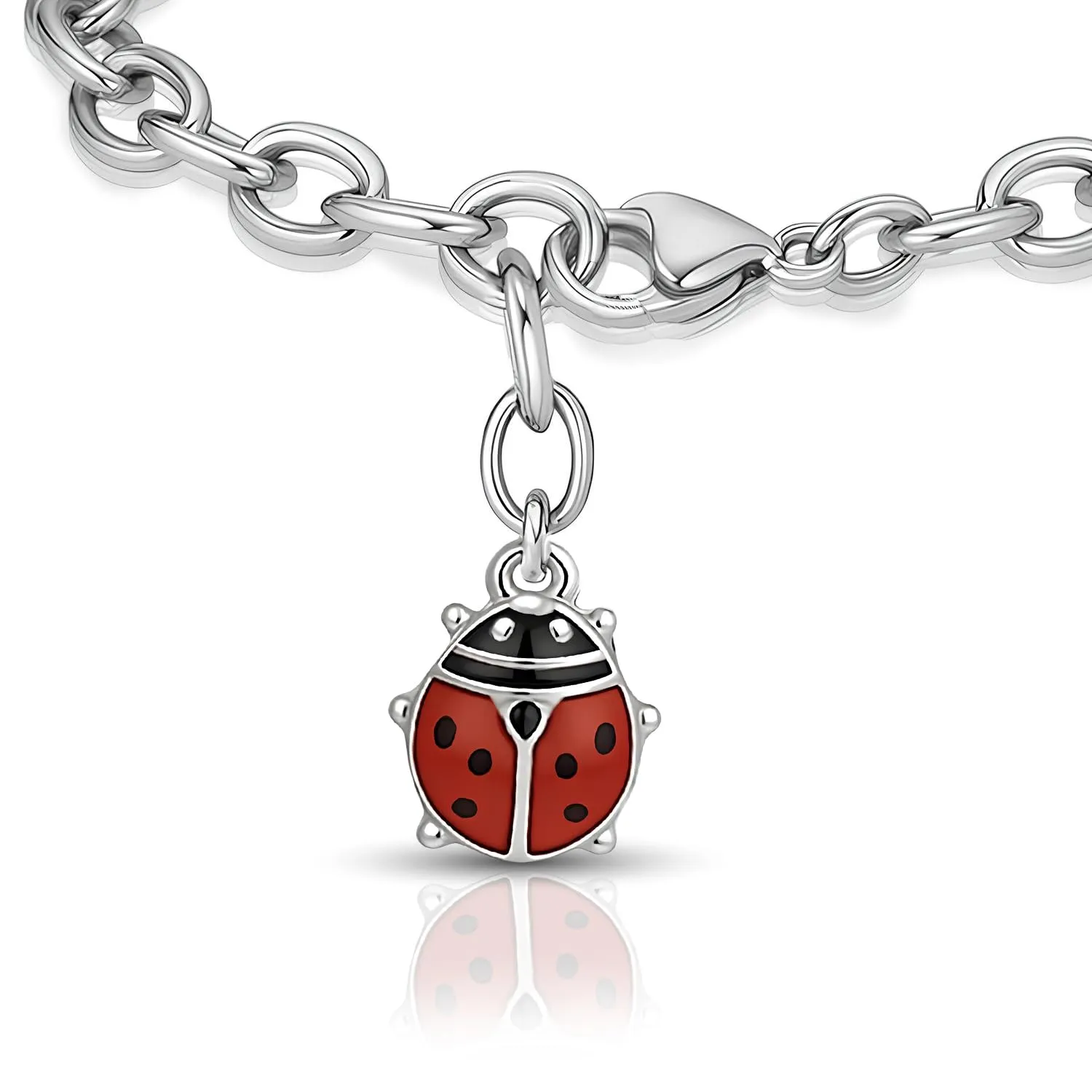 Saga Gioielli Bracciale Donna in Acciaio Portafortuna con Ciondolo Coccinella - immagine 4