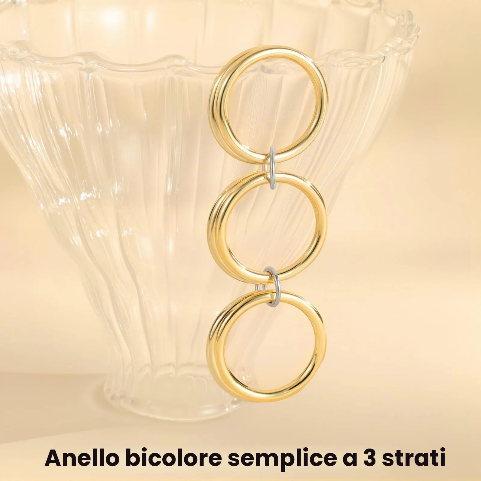 Emibele Anelli Impilabili 14K Placcati Oro per Donna, Taglia 7 - immagine 5