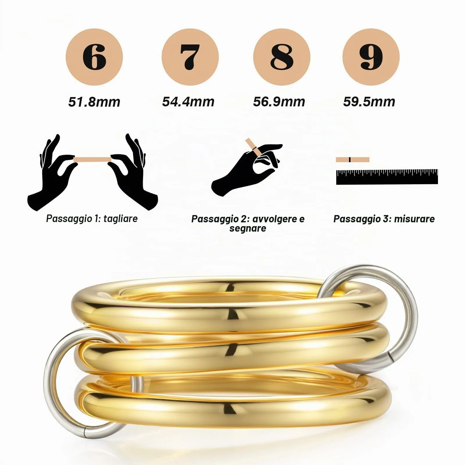 Emibele Anelli Impilabili 14K Placcati Oro per Donna, Taglia 7 - immagine 7