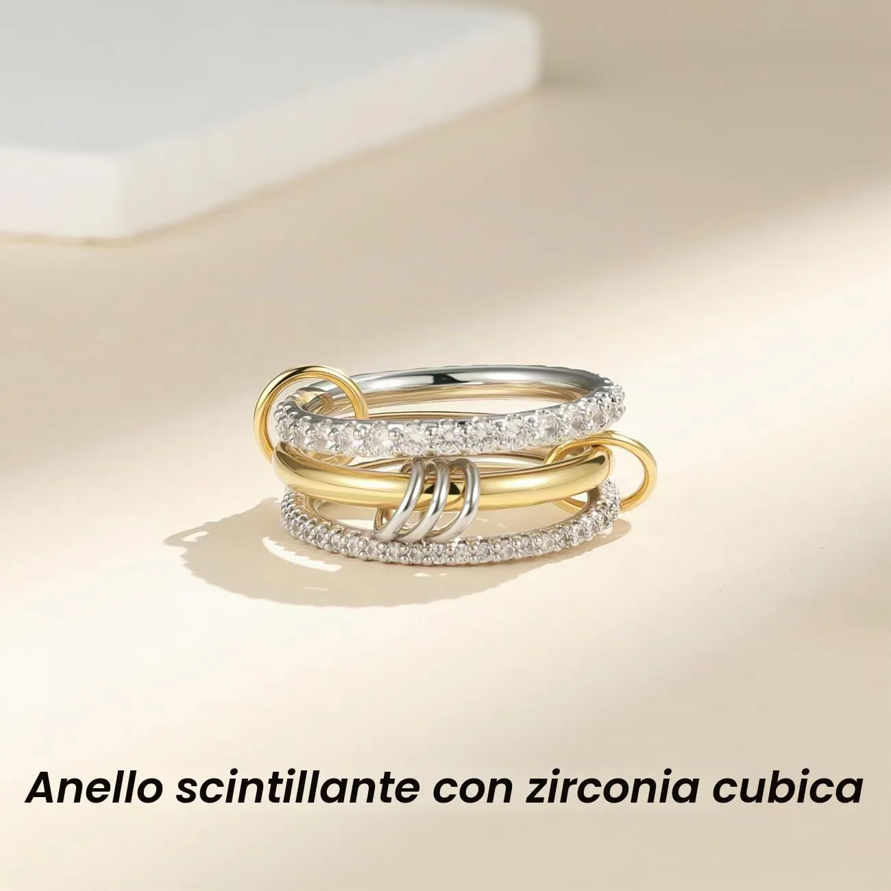Emibele Anelli Impilabili per Donna, Oro e Argento, Misura 7 - immagine 6