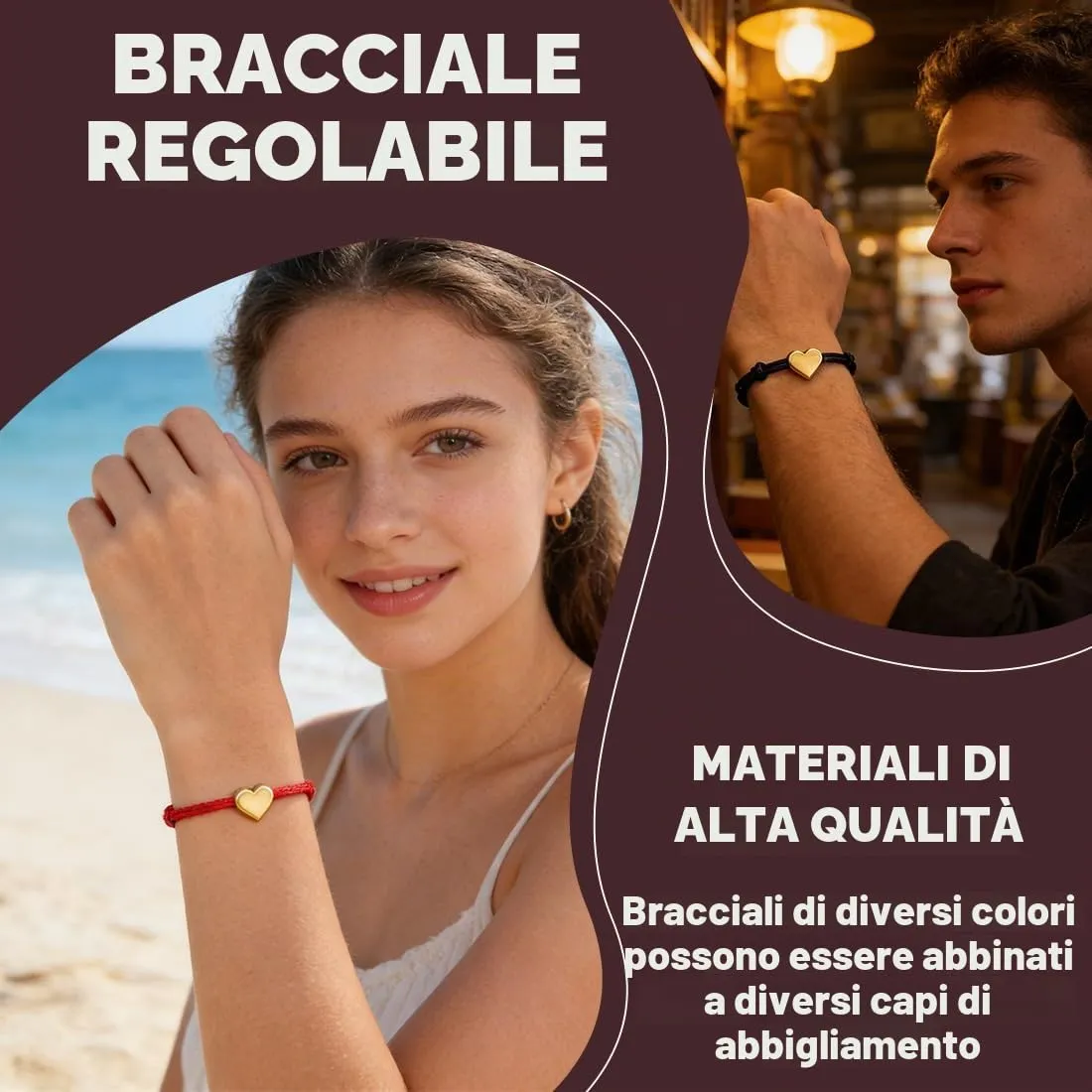 FHRYNA 20 Braccialetti dell'amicizia a cuore d'oro regolabili 16-25 cm - immagine 5