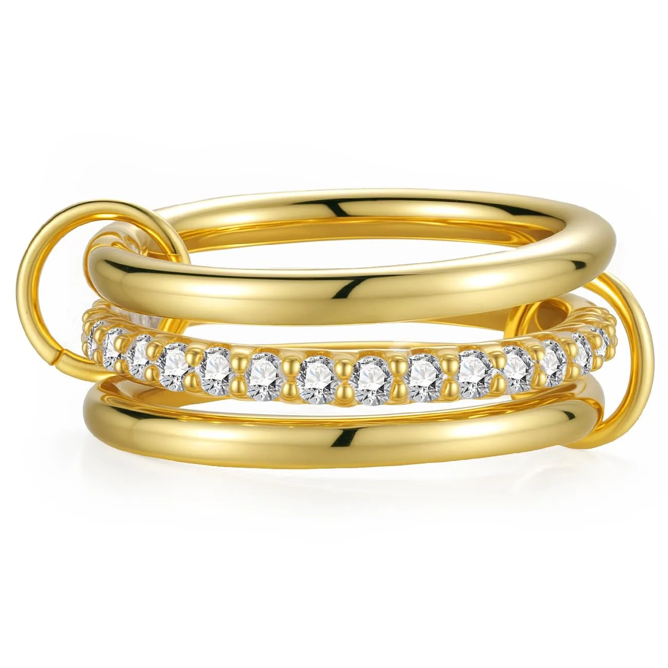 Emibele Anelli Oro Impilabili, Set 3 Pezzi 14K Placcati Oro, Misura 5 - immagine 1