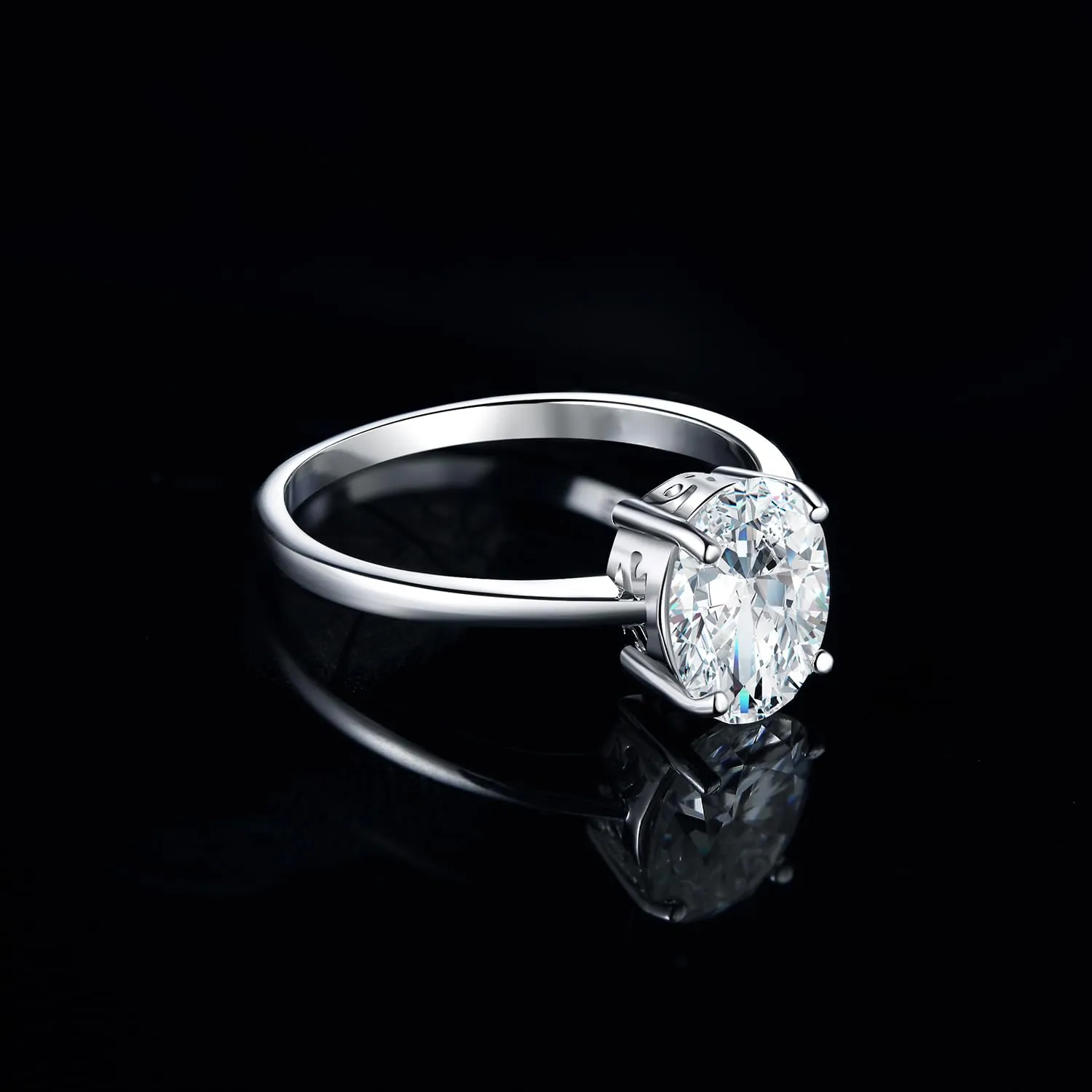 JewelryPalace Classico Anello Solitario Donna, placcato oro bianco 14K con Zirconia Cubica 2ct taglio ovale, misura 19.5 - immagine 3