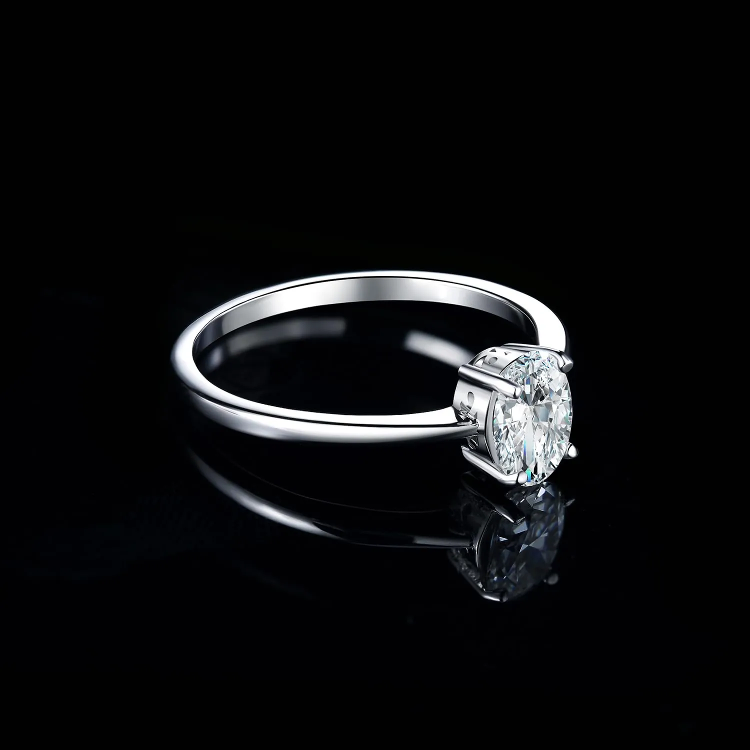 JewelryPalace Classico Anello Solitario Donna 1ct Cubica Zirconia Taglio Ovale placcato oro bianco 14K, Misura 19.5 - immagine 3