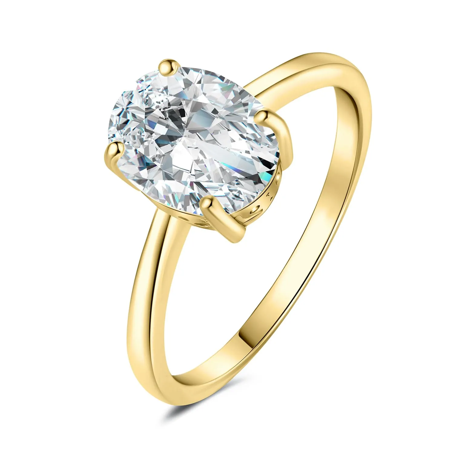 JewelryPalace Classico Anello Solitario Donna placcato oro giallo 14K con Cubica Zirconia 2ct Taglio Ovale, Misura 10.5 - immagine 1
