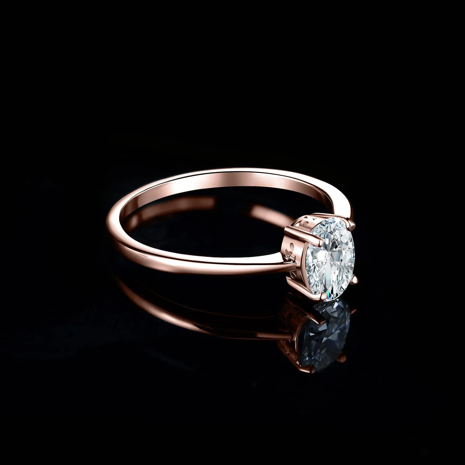 JewelryPalace Classico Anello Solitario Donna, 1ct Zirconia Cubica Taglio Ovale, Placcato Oro Rosa 14K, Misura 22 - immagine 3