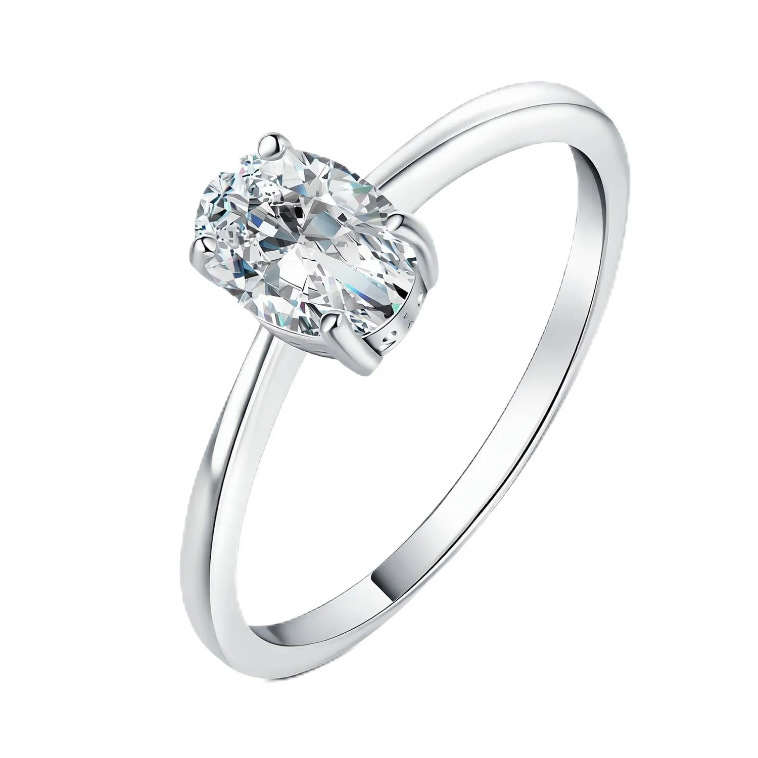 JewelryPalace Classico Anello Solitario Donna in Oro Bianco 14K con Moissanite 1ct Taglio Ovale, Misura 17 - immagine 1