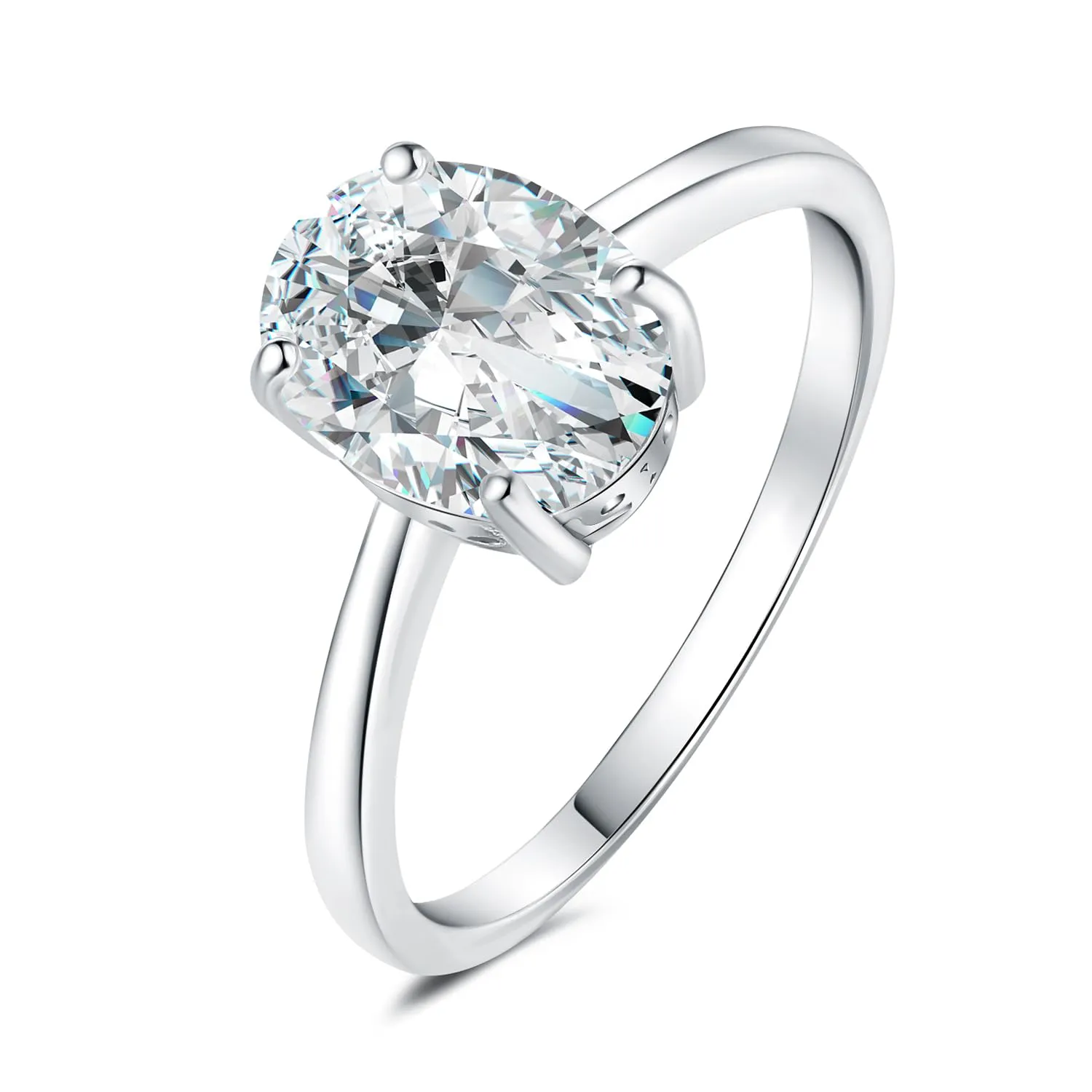 JewelryPalace Classico Anello Solitario Donna in Oro Bianco 14K con Moissanite 2ct Taglio Ovale, Misura 11.5 - immagine 1