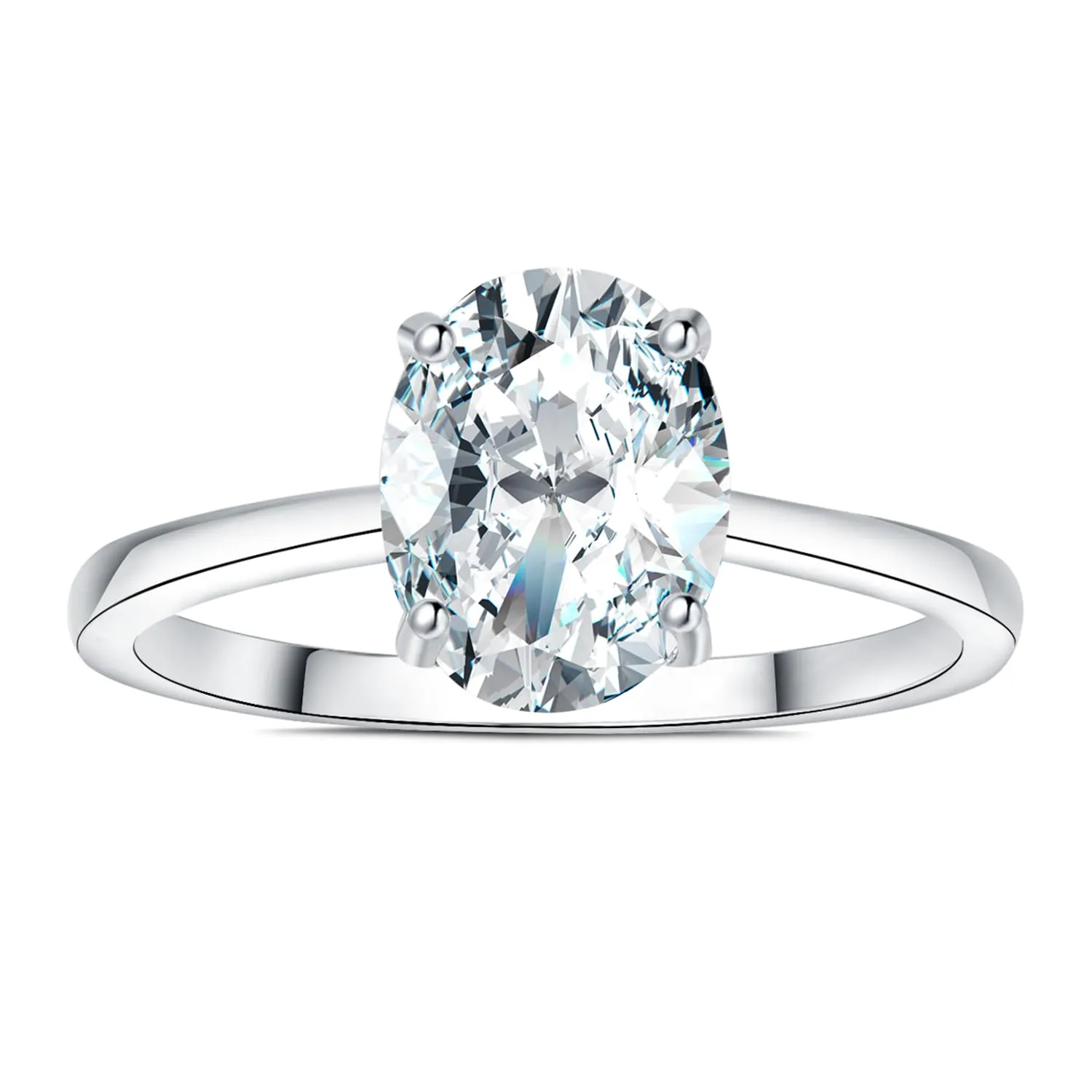 JewelryPalace Classico Anello Solitario Donna in Oro Bianco 14K con Moissanite 2ct Taglio Ovale, Misura 11.5 - immagine 3