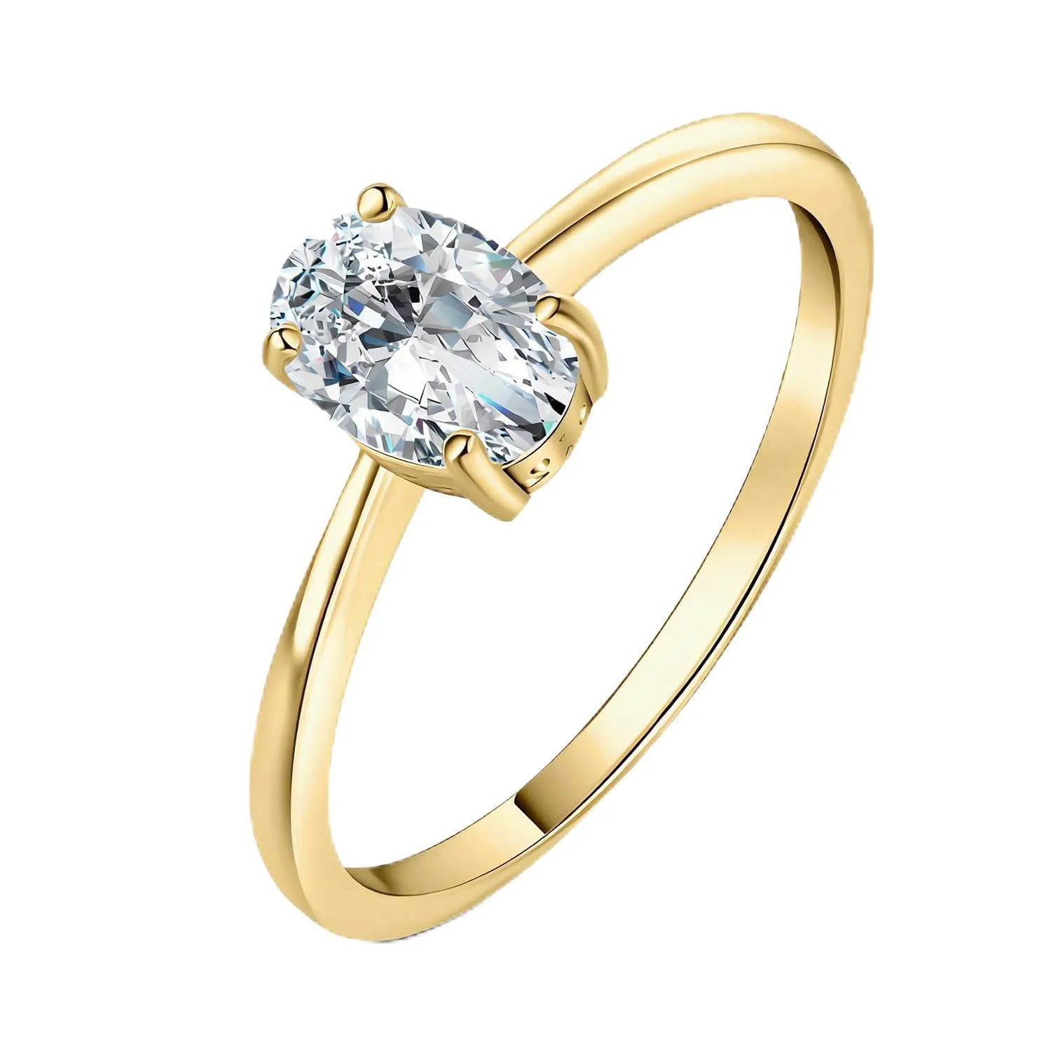 JewelryPalace Classico Anello Solitario Donna placcato oro giallo 14K con Moissanite 1ct taglio ovale, misura 9.5 - immagine 1
