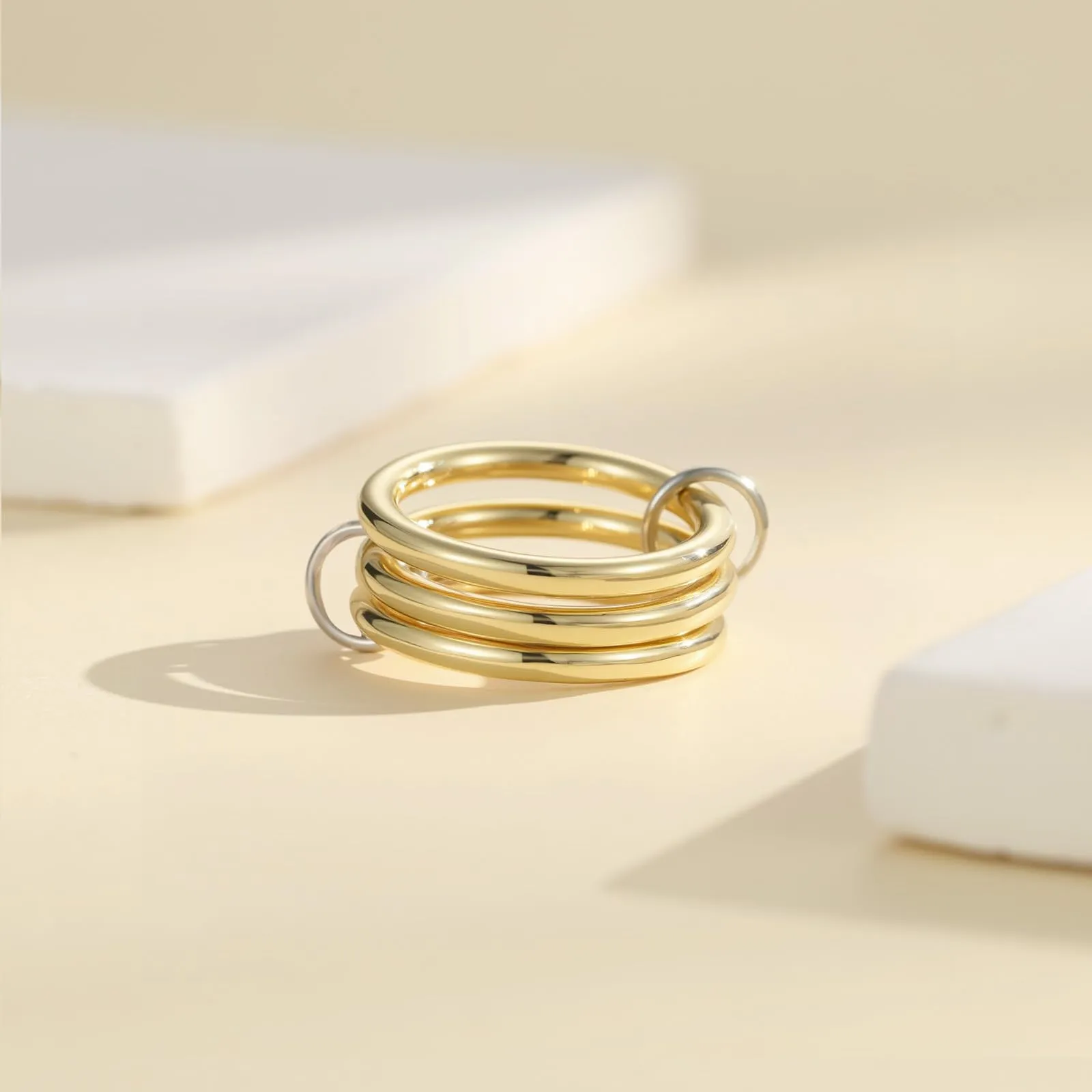 Emibele Anelli Impilabili 14K Placcati Oro per Donna, Taglia 8 - immagine 6