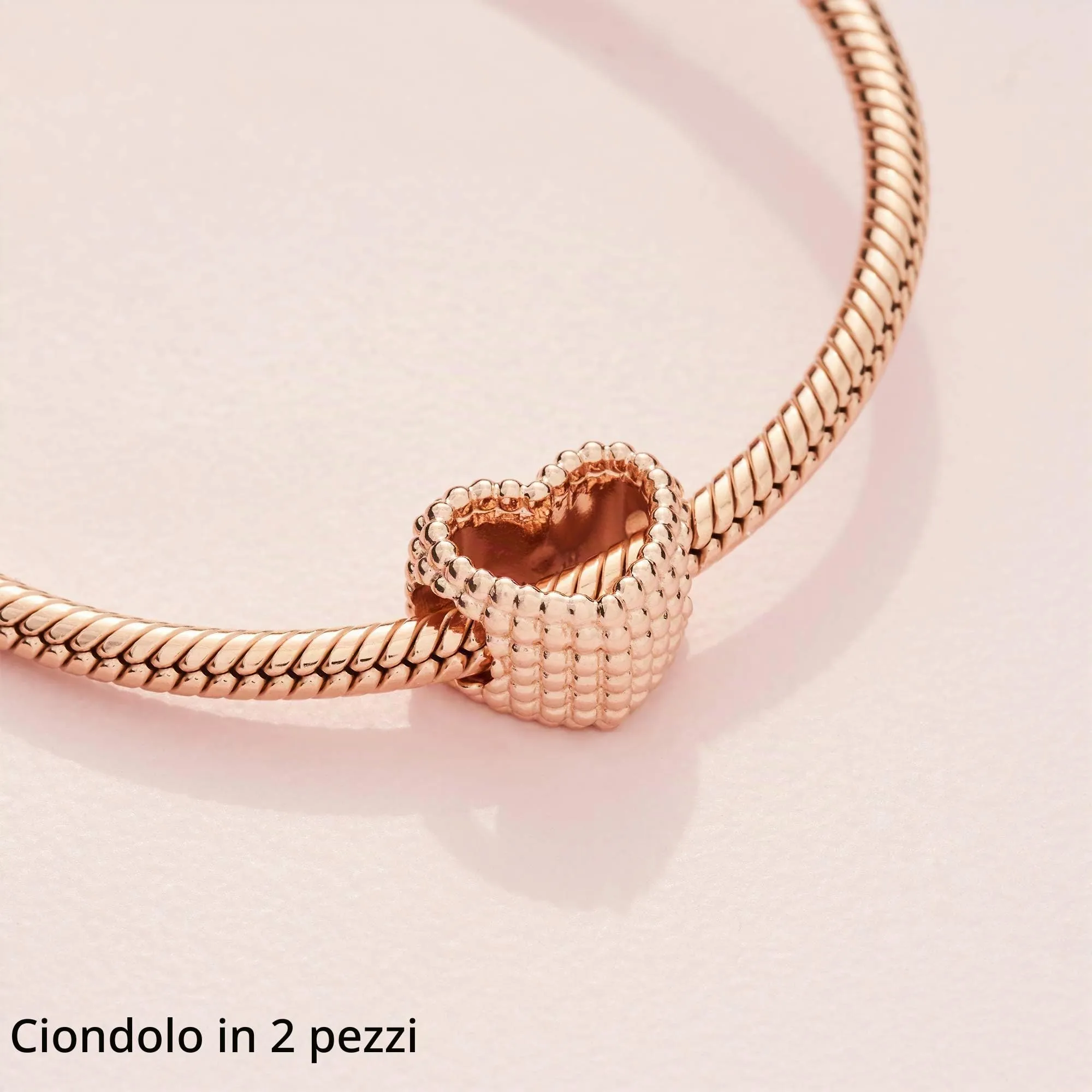 Pandora Ciondolo Cuore Aperto con Perline, Placcato in Oro Rosa 14k - immagine 4