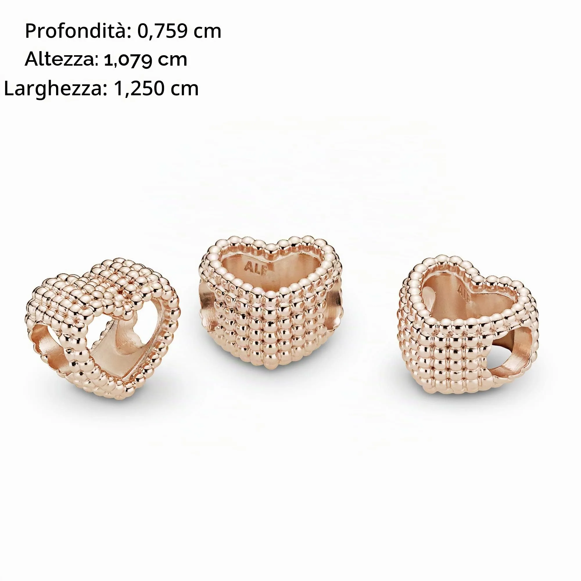 Pandora Ciondolo Cuore Aperto con Perline, Placcato in Oro Rosa 14k - immagine 5