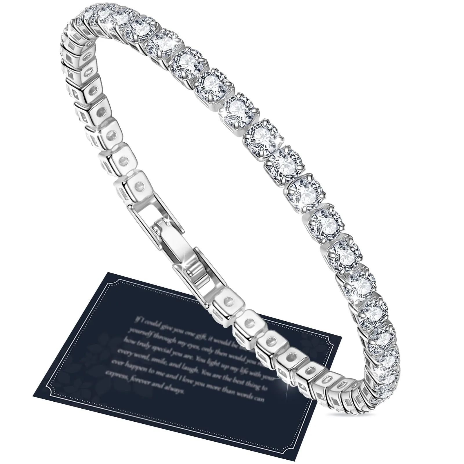 J.Fée Bracciale Tennis Donna in Argento 925, Zirconi 4mm, 17.5cm - immagine 1