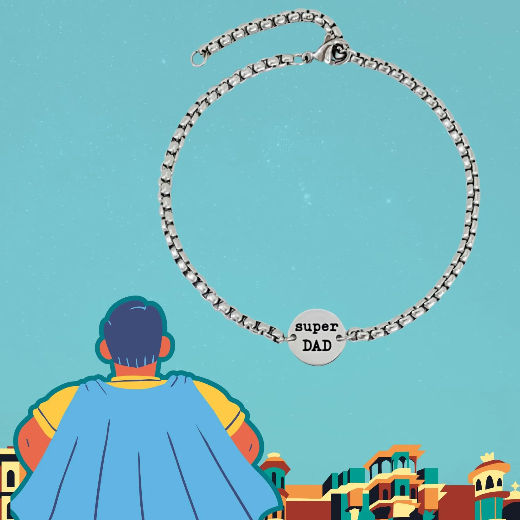 MAMIJUX Bracciale a bottoncino in acciaio per Papà - immagine 3