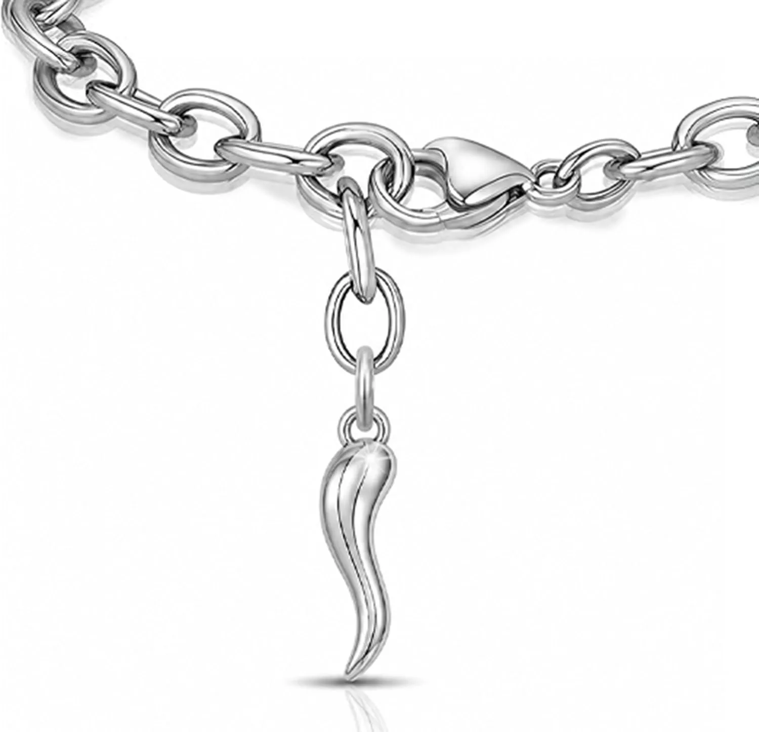 Saga Gioielli Bracciale Donna in Acciaio Portafortuna Corno - immagine 4