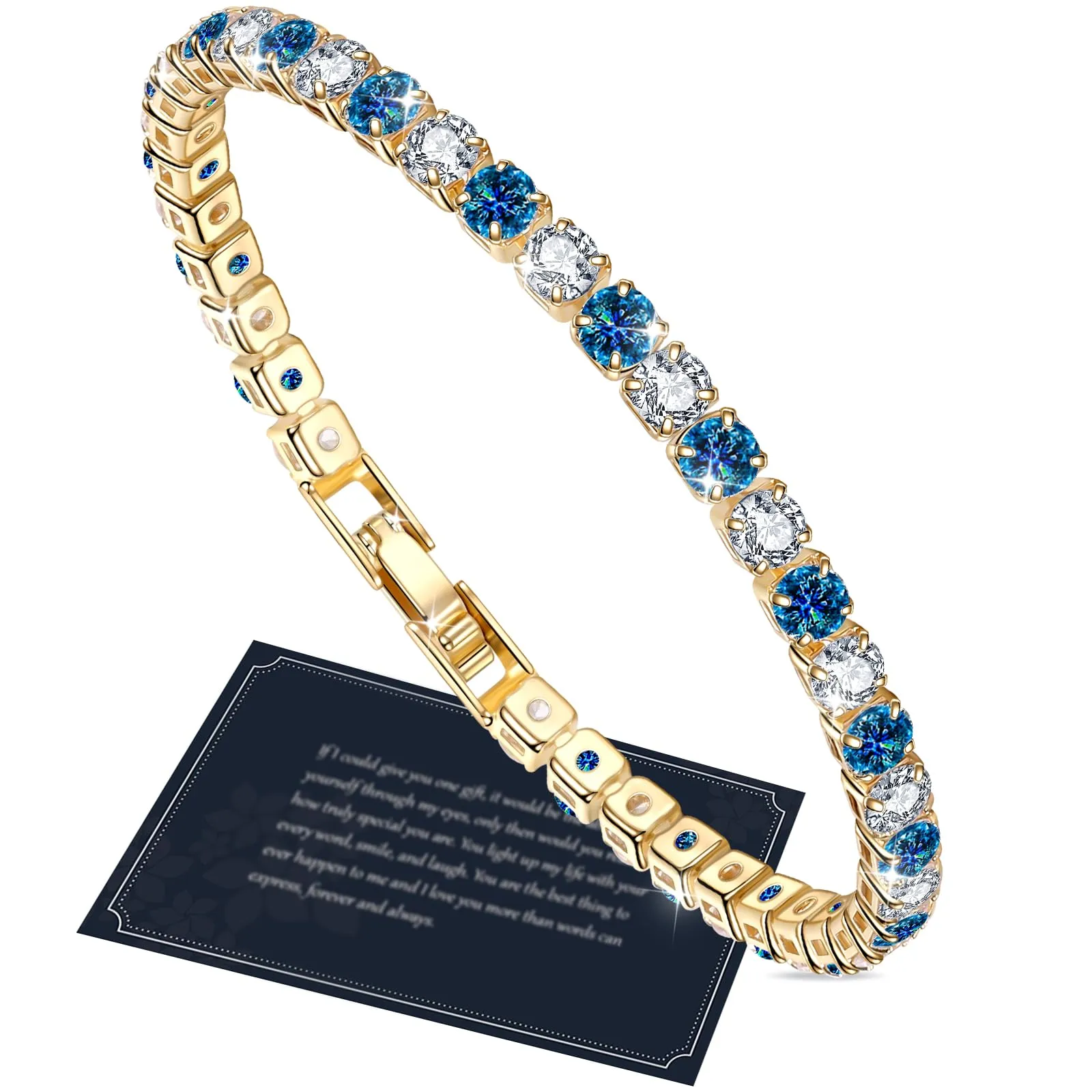 J.Fée Bracciale Tennis Donna in Argento 925 Placcato Oro con Zirconi, 19,5 cm - immagine 1