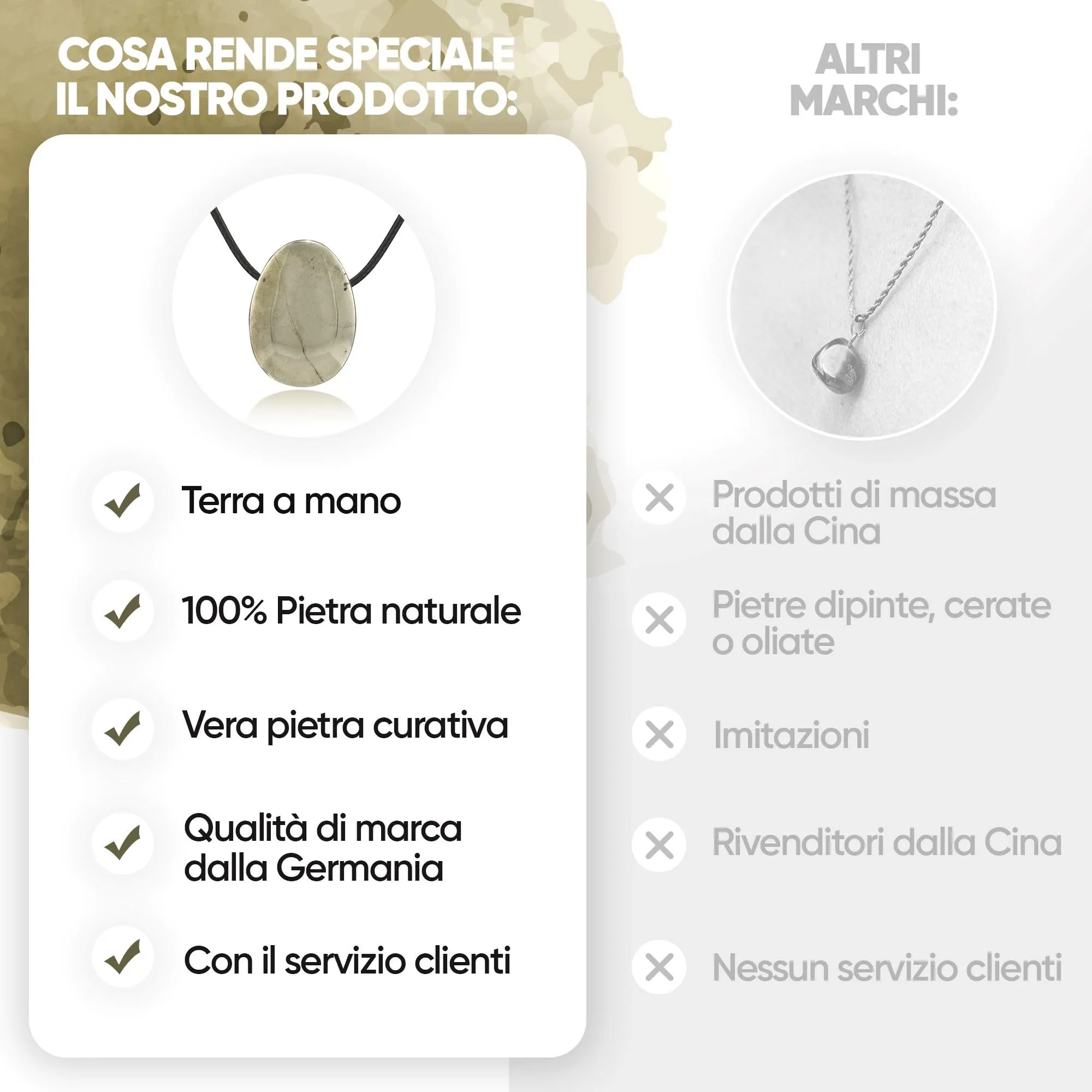 PURAJA Collana con ciondolo a goccia in Pirite naturale e cordino - immagine 5
