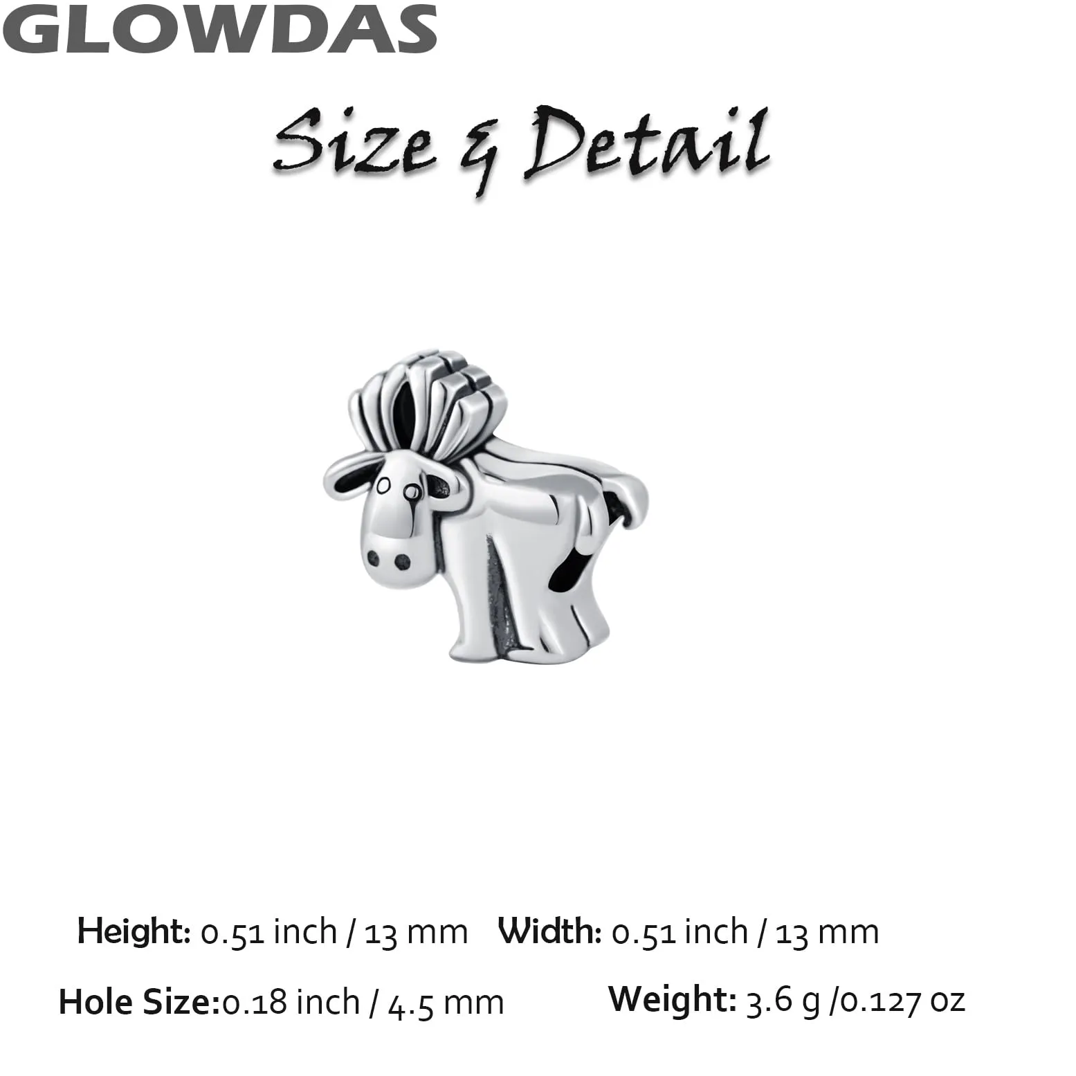 GLOWDAS Alce Charm in Argento Sterling 925 per Bracciale Pandora - immagine 2