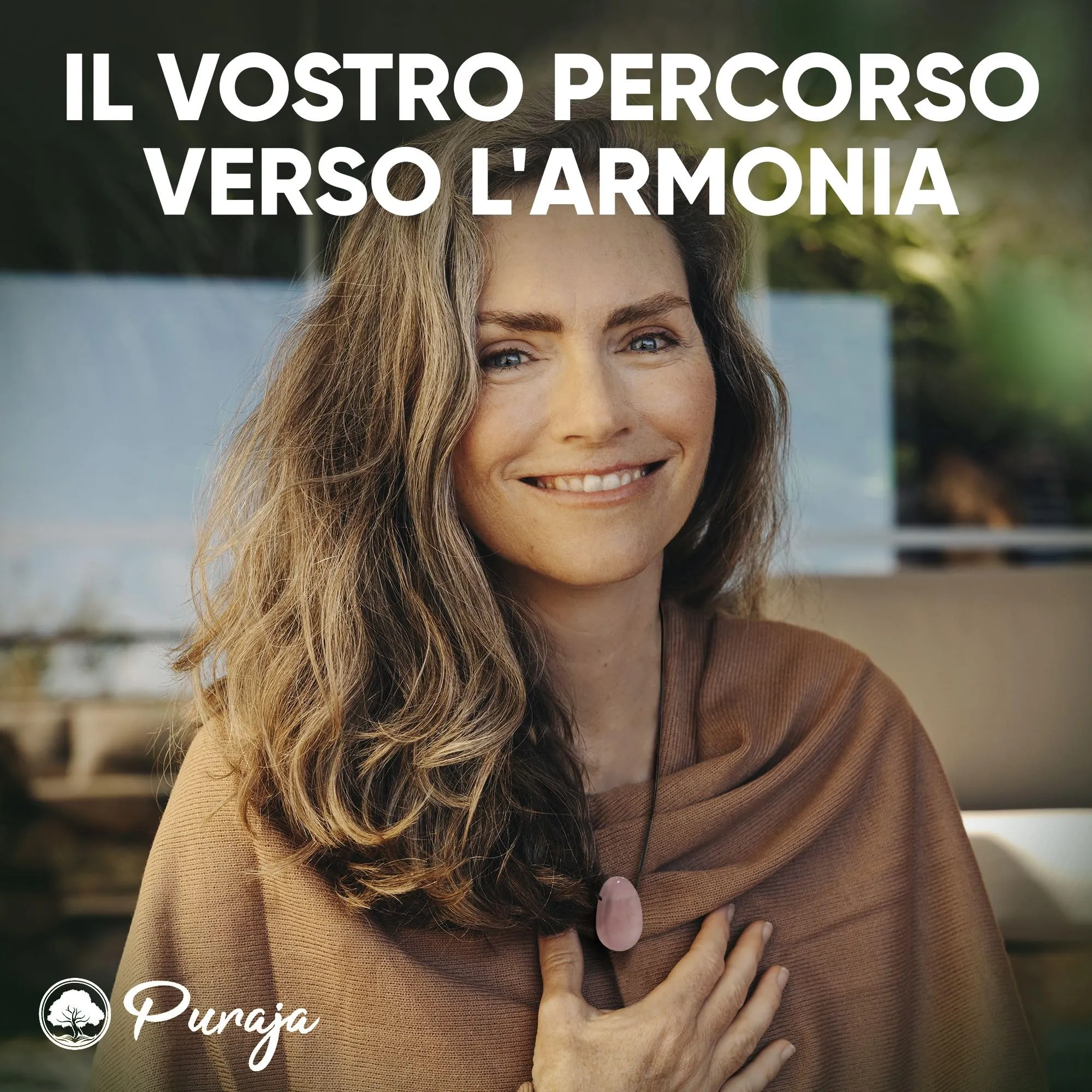PURAJA Collana con ciondolo a goccia in Quarzo rosa naturale e cordino sottile - immagine 2