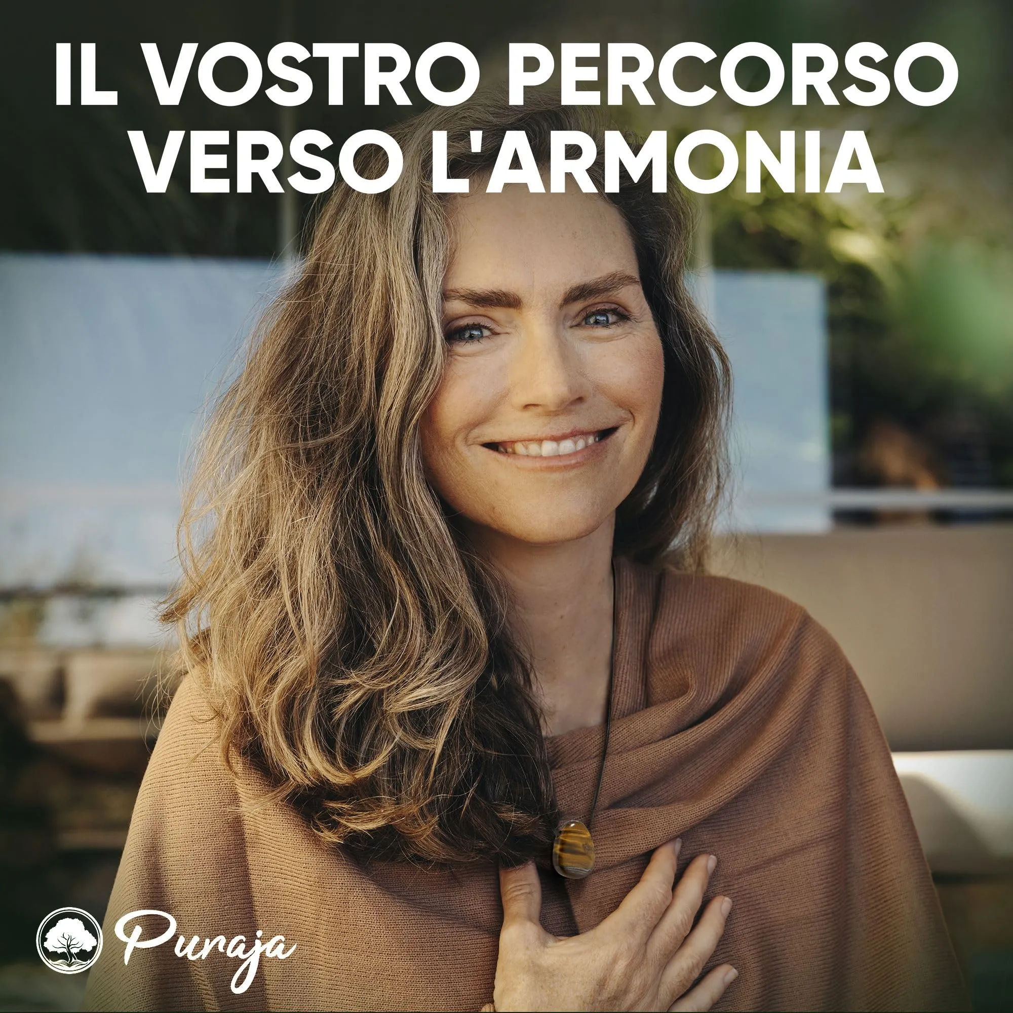 PURAJA Collana con ciondolo a goccia in pietra naturale Occhio di tigre e cordino - immagine 2